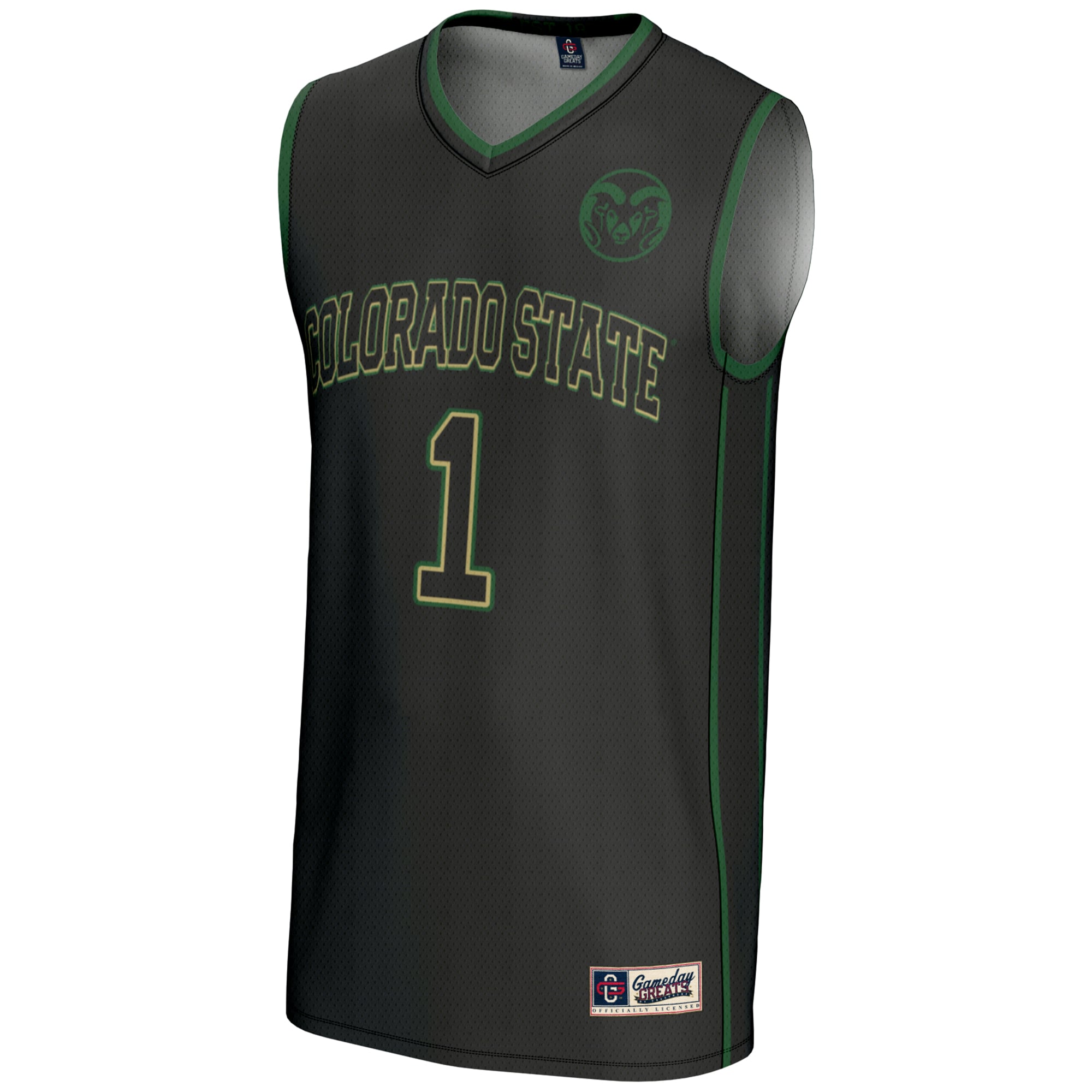 #1 Colorado State Rams Youth Lightweight Basketball Jersey Black - front view