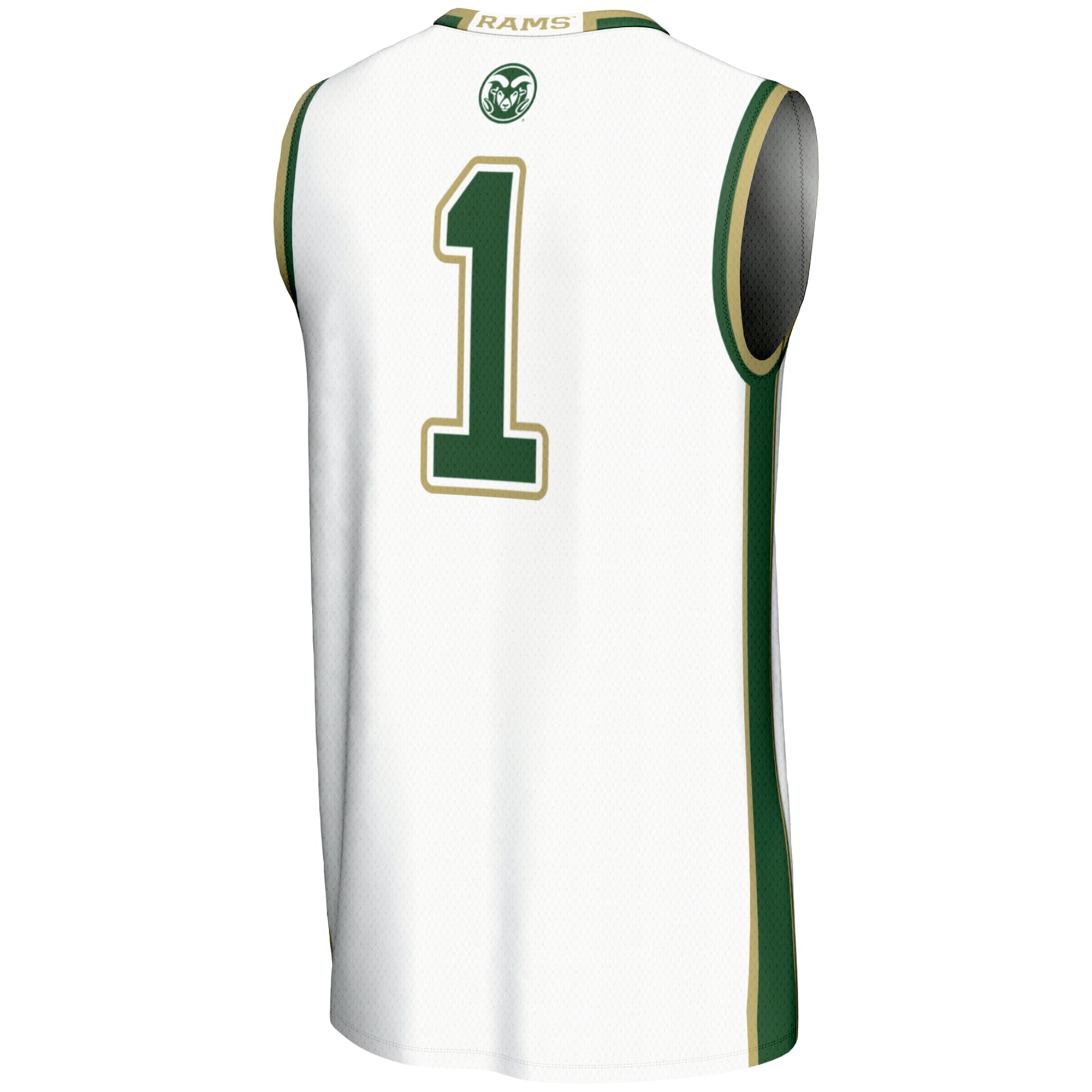 #1 Colorado State Rams Youth Lightweight Basketball Jersey White - back view