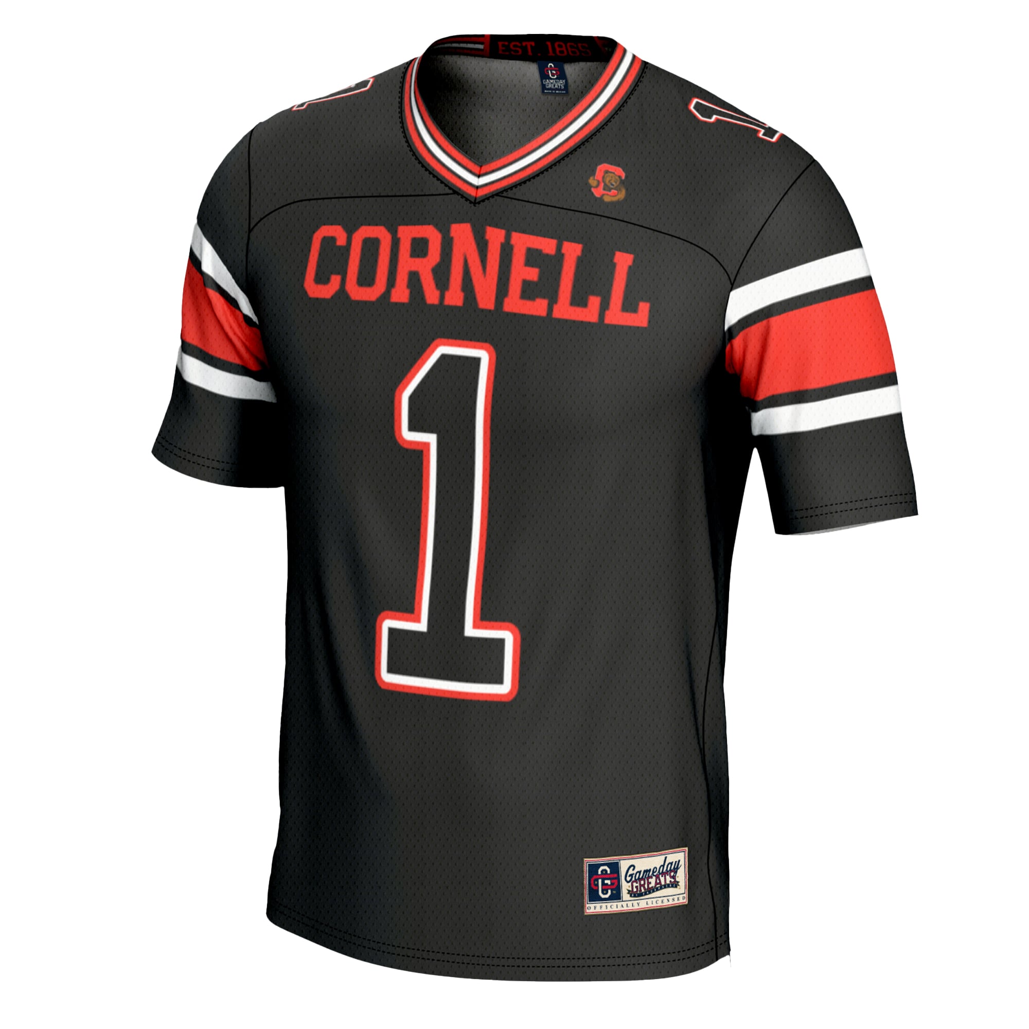 #1 Cornell Big Red Football Jersey Black - front view