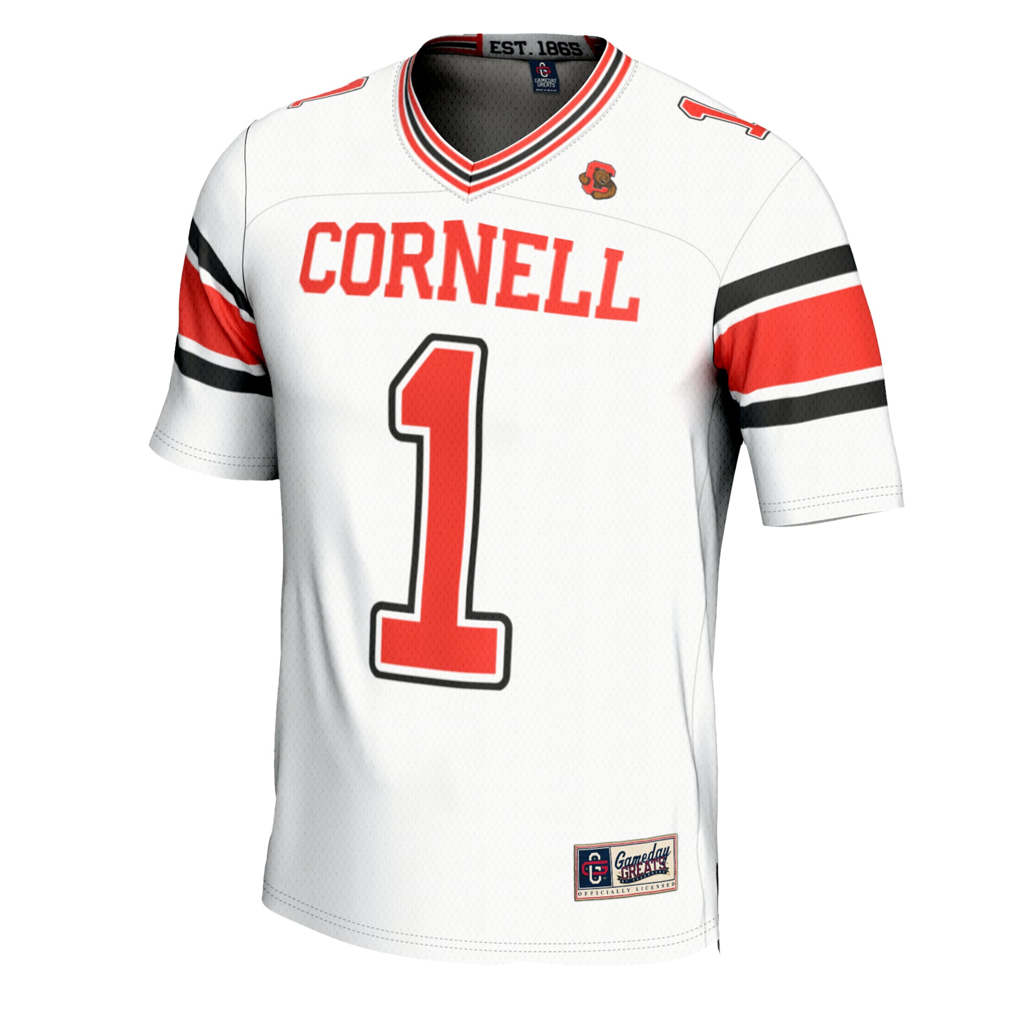 #1 Cornell Big Red Football Jersey White - front view