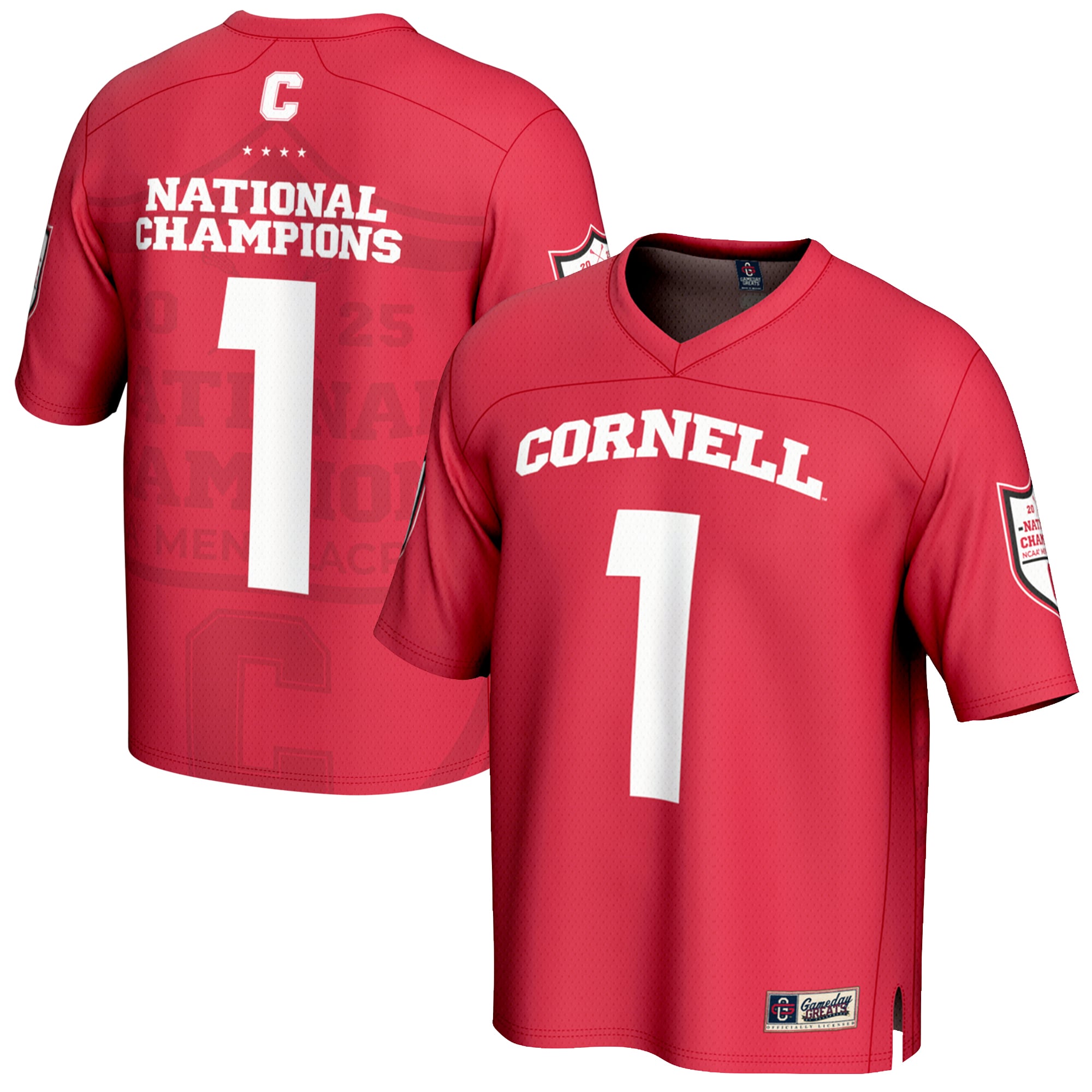 #1 Cornell Big Red Youth 2025 NCAA Men's Lacrosse National Champions - front and back view