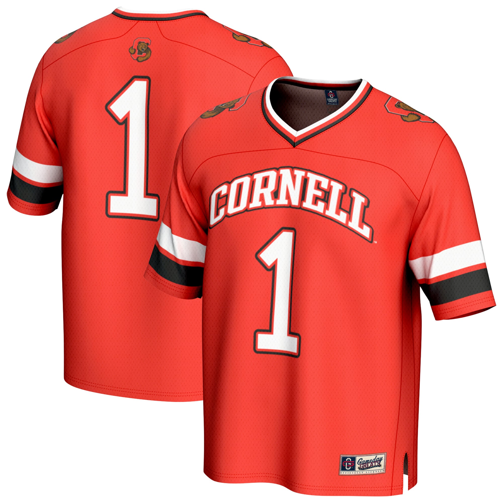 #1 Cornell Big Red Unisex Collegiate Football Fashion Jersey Red - front and back view