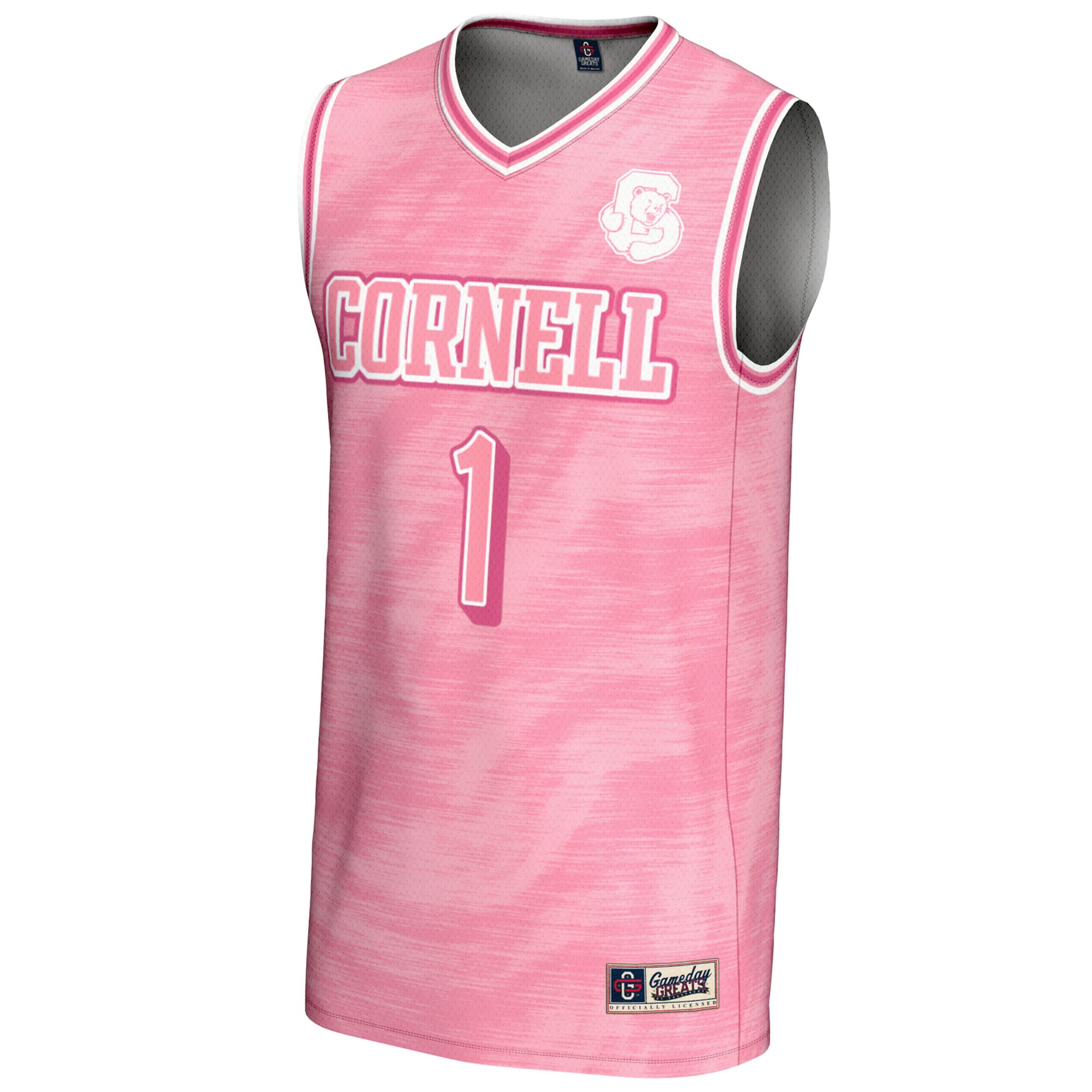 #1 Cornell Big Red Unisex Lightweight Basketball Fashion Jersey Pink - front view