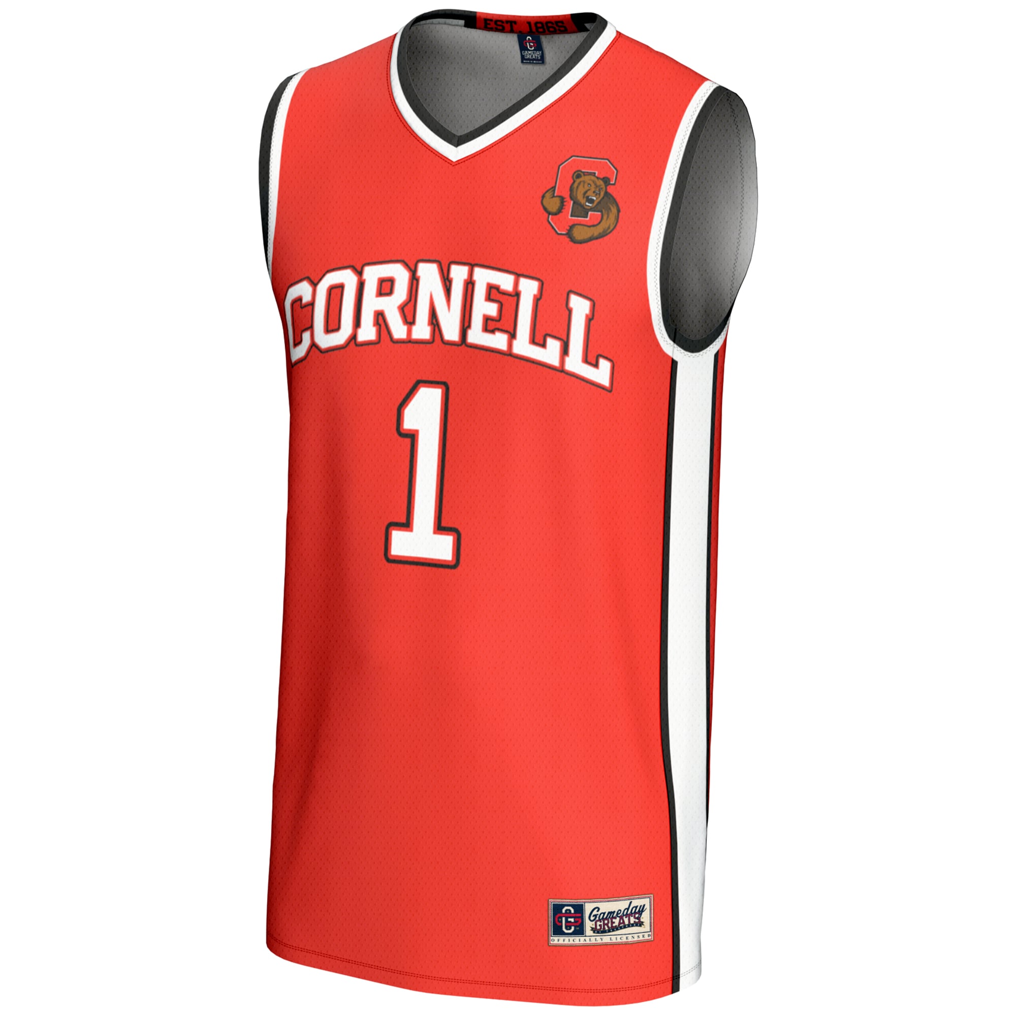 #1 Cornell Big Red Unisex Lightweight Basketball Jersey Red - front view