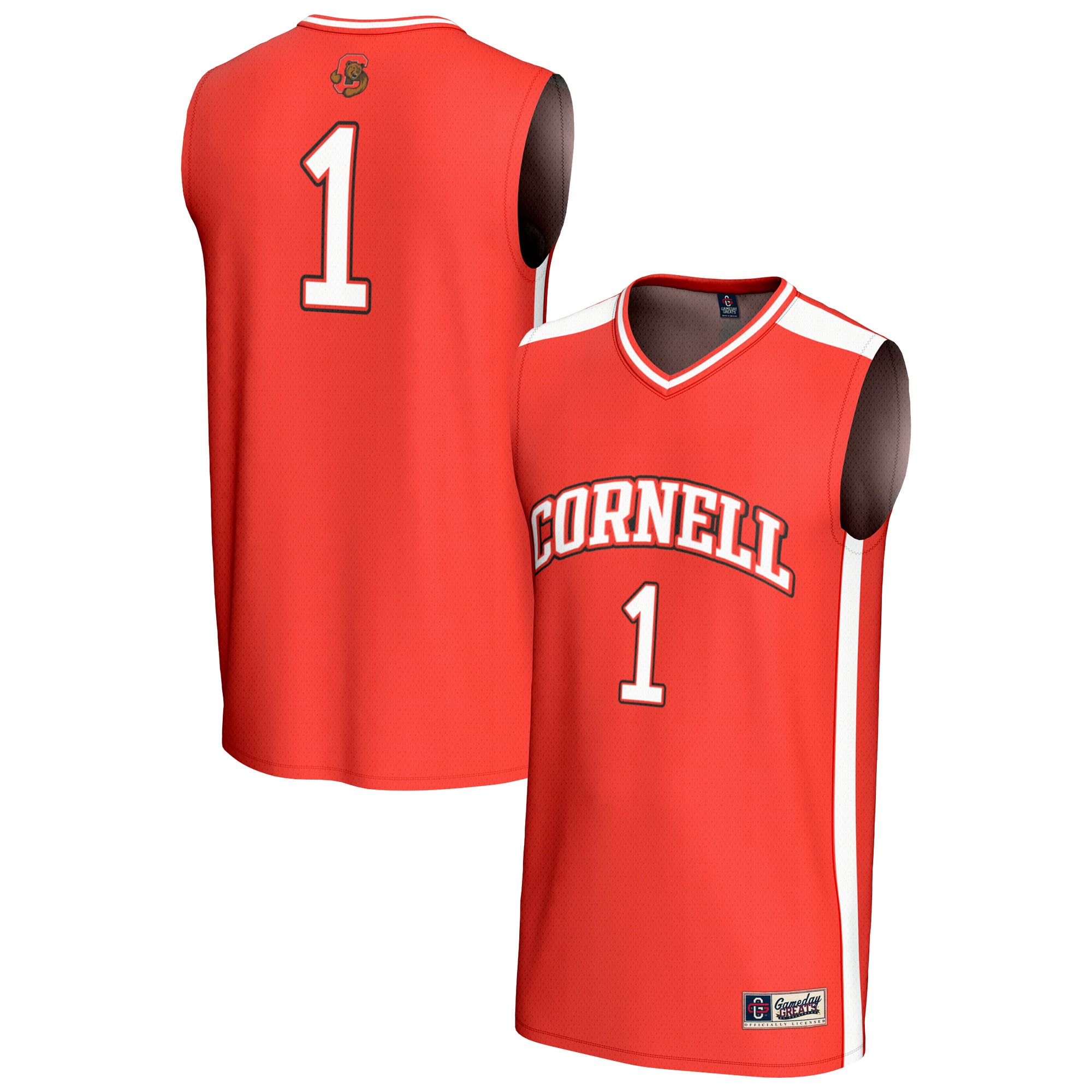 #1 Cornell Big Red Unisex Lightweight Collegiate Basketball Fashion Jersey - front and back view