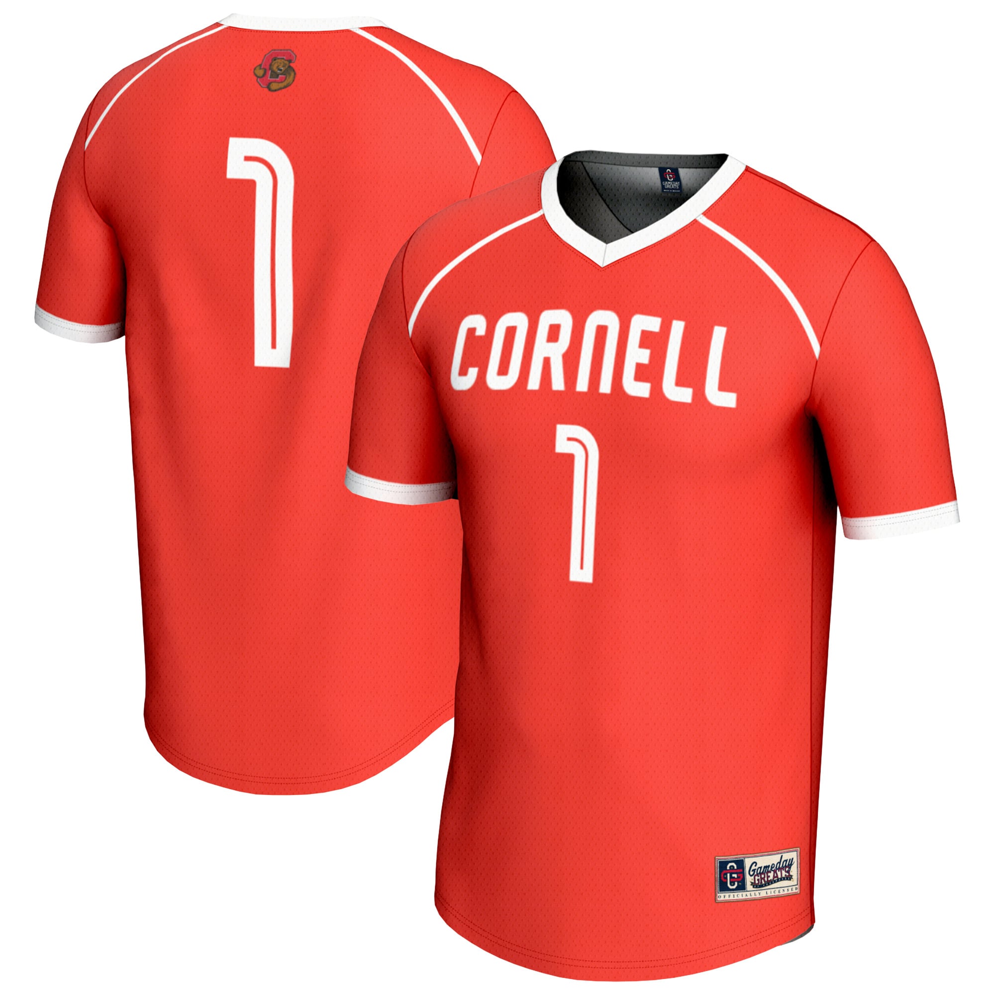 #1 Cornell Big Red Unisex Lightweight Women's Lacrosse Fashion Jersey Red - front and back view