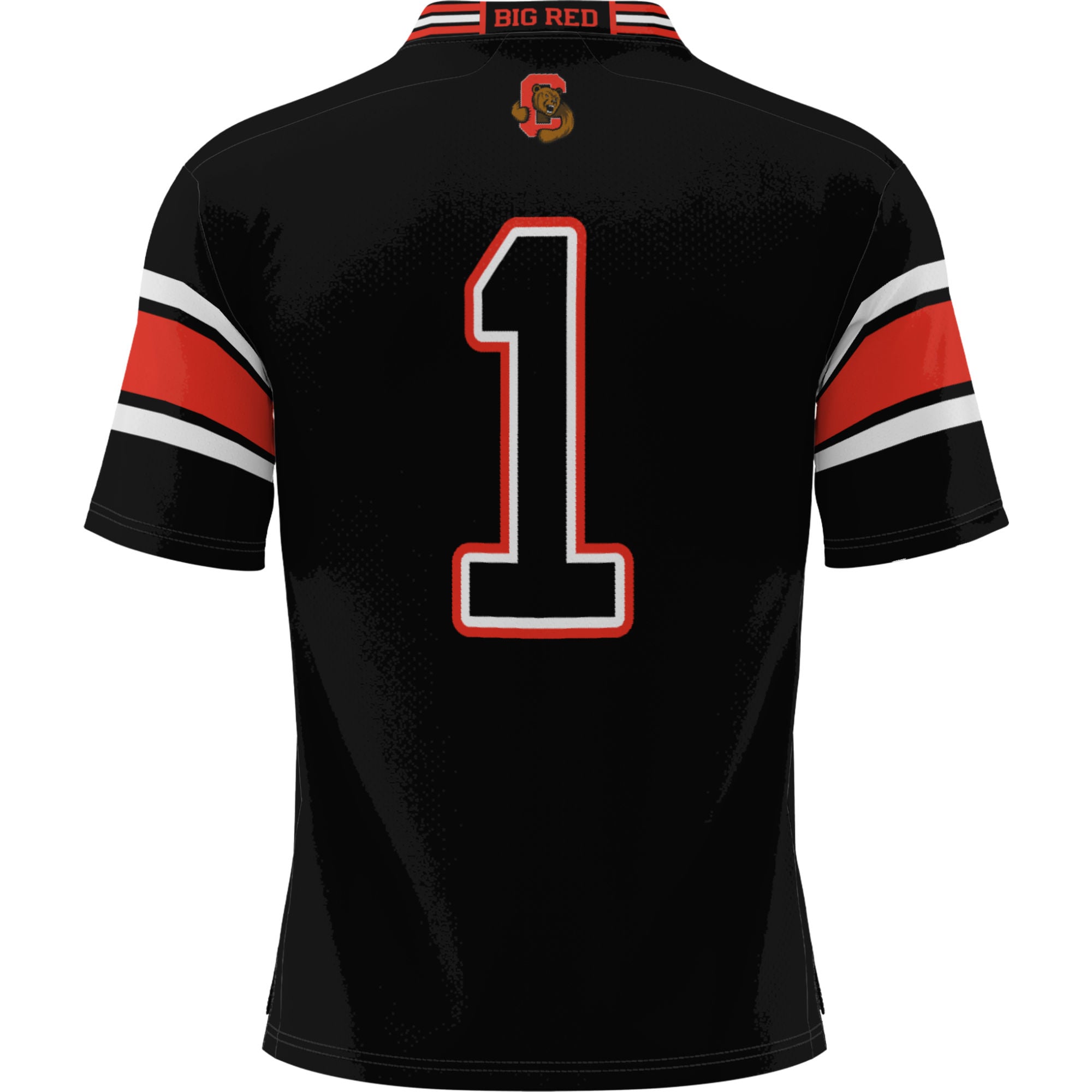 #1 Cornell Big Red Youth Football Jersey Black - back view