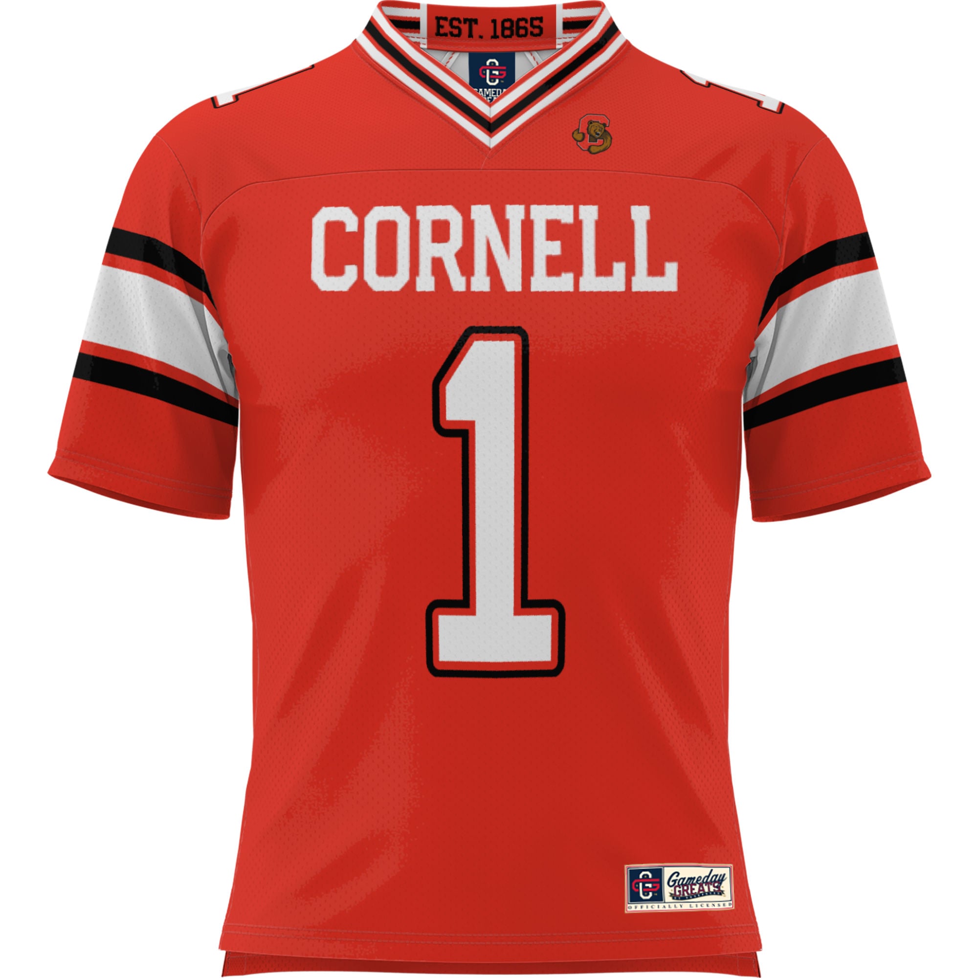 #1 Cornell Big Red Youth Football Jersey Red - front view