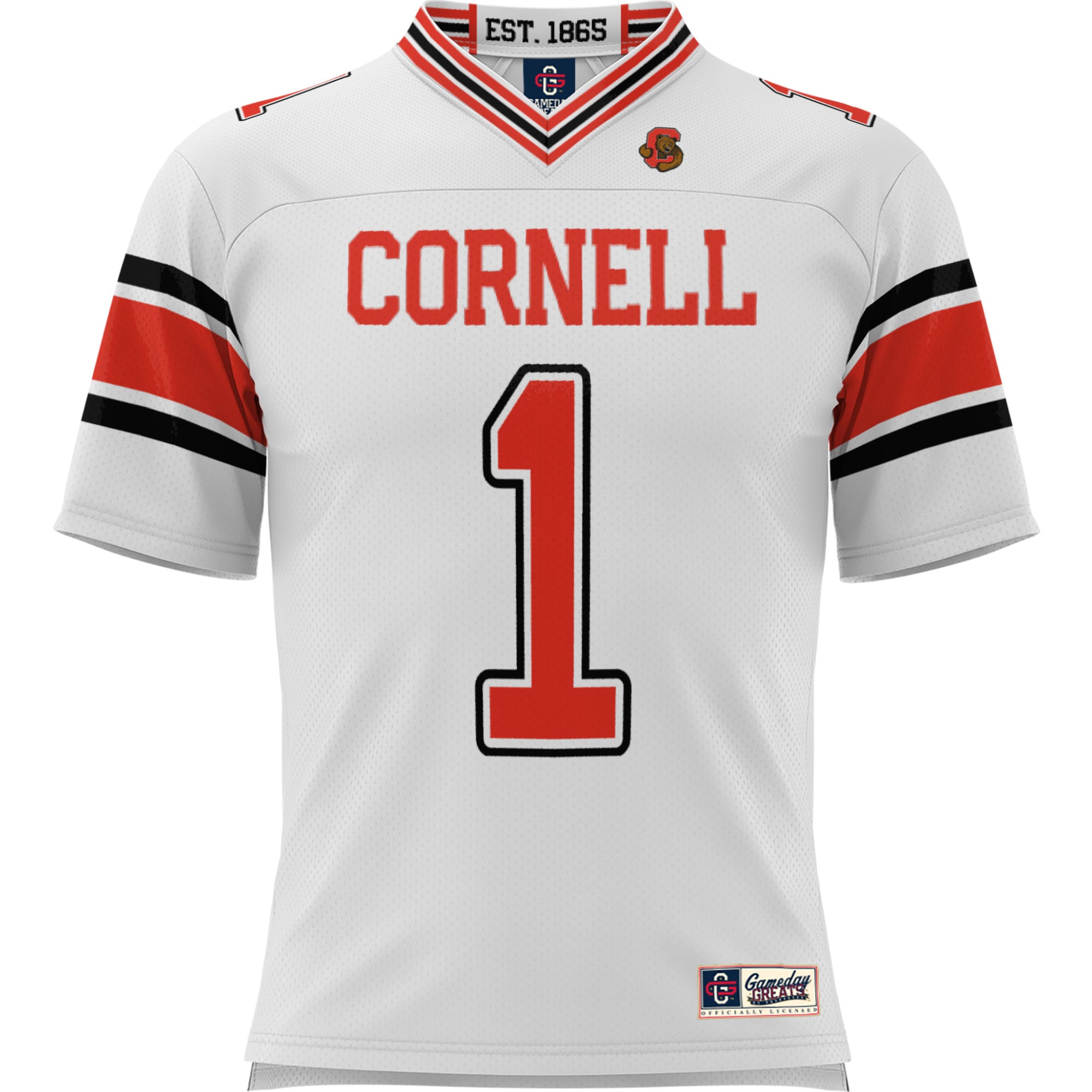 #1 Cornell Big Red Youth Football Jersey White - front view