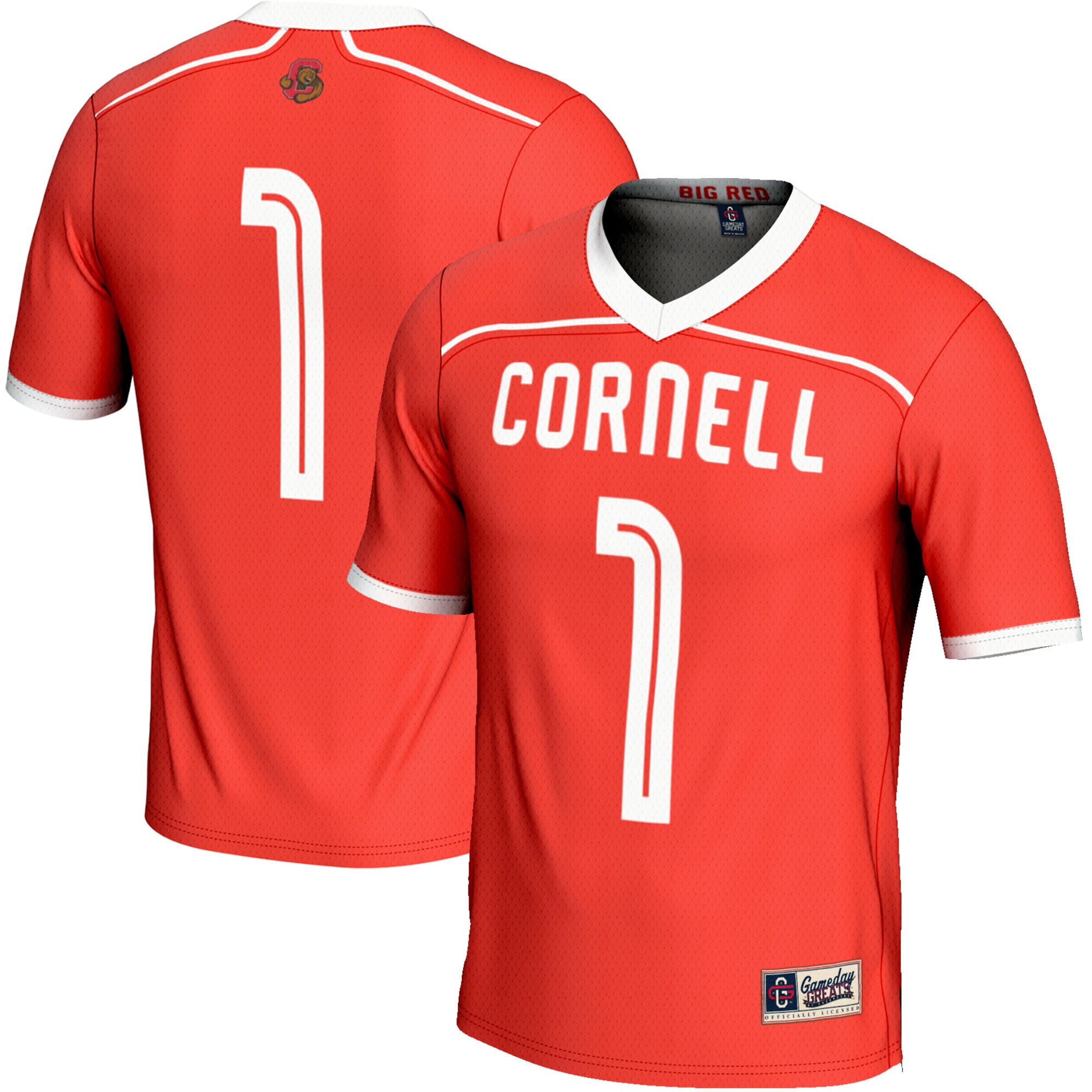 #1 Cornell Big Red Youth Lightweight Men's Lacrosse Jersey Red - front and back view