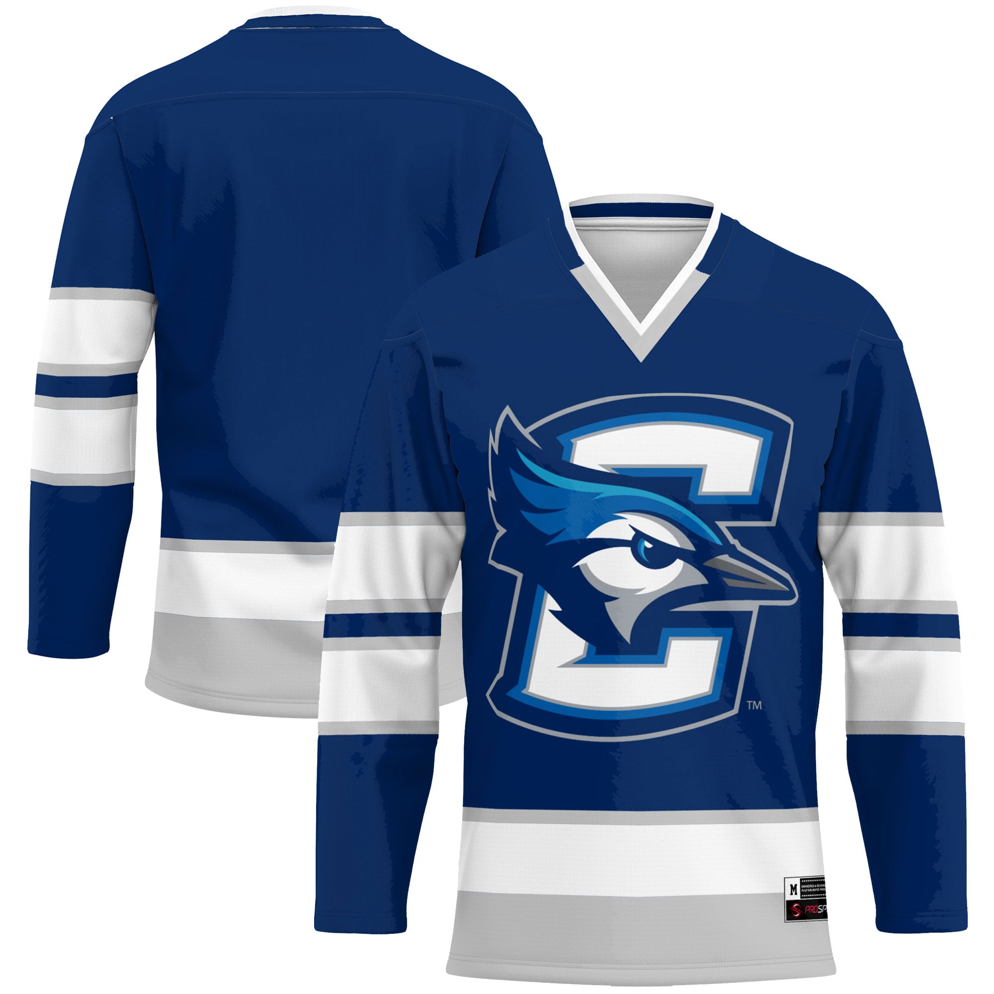 Creighton Bluejays Hockey Jersey Blue - front and back view