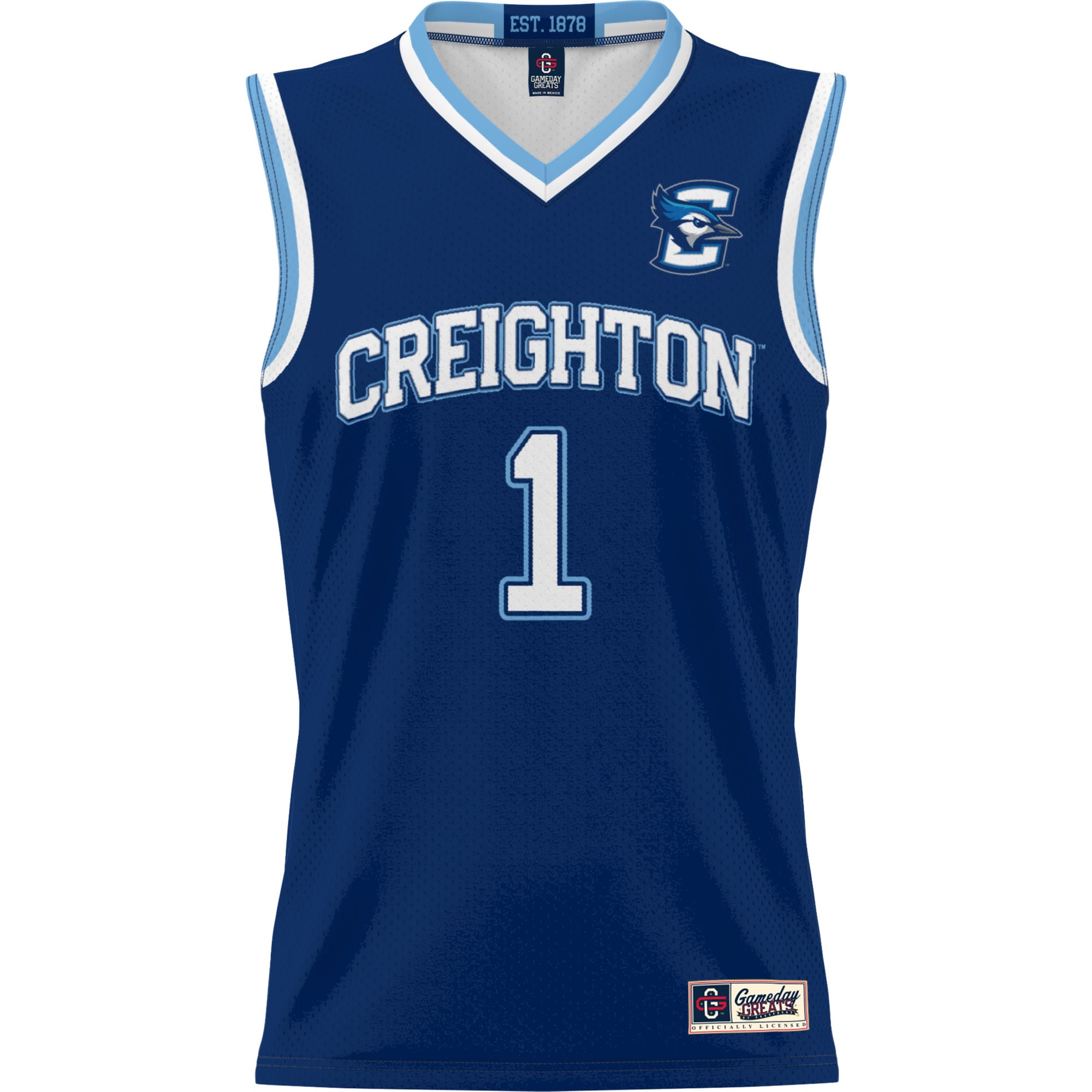 #1 Creighton Bluejays Unisex Lightweight Basketball Jersey Blue - front view
