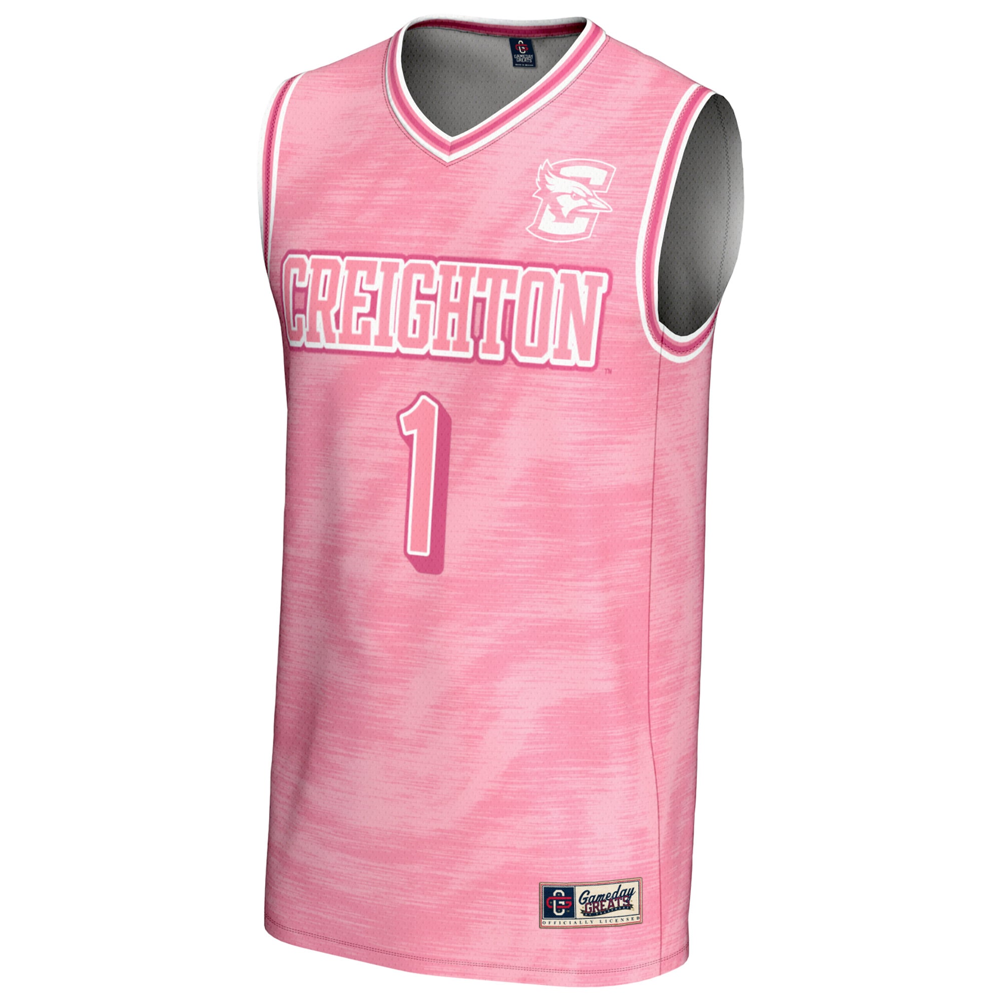 #1 Creighton Bluejays Unisex Lightweight Basketball Jersey Pink - front view