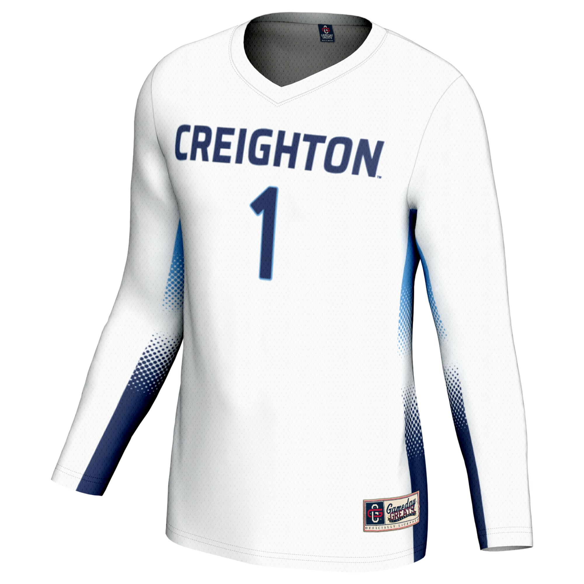 #1 Creighton Bluejays Unisex Lightweight Volleyball Jersey White - front view