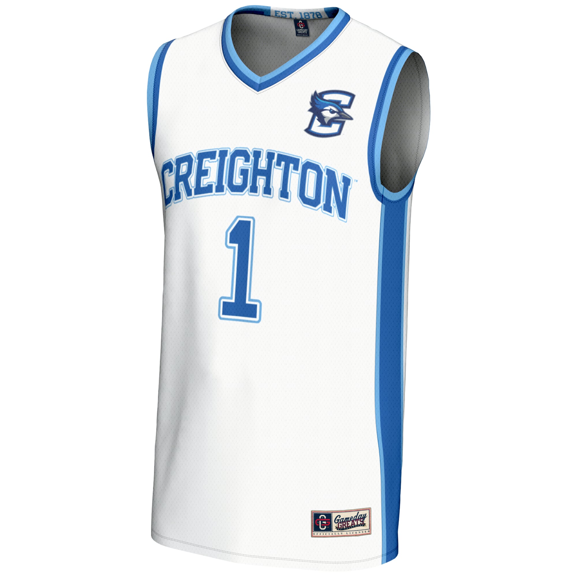 #1 Creighton Bluejays Youth Lightweight Basketball Jersey White - front view