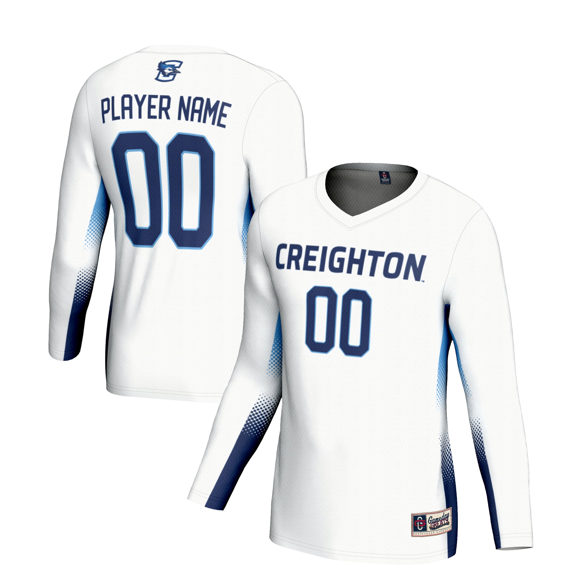 Creighton Bluejays Youth Lightweight Volleyball Jersey White - front and back view