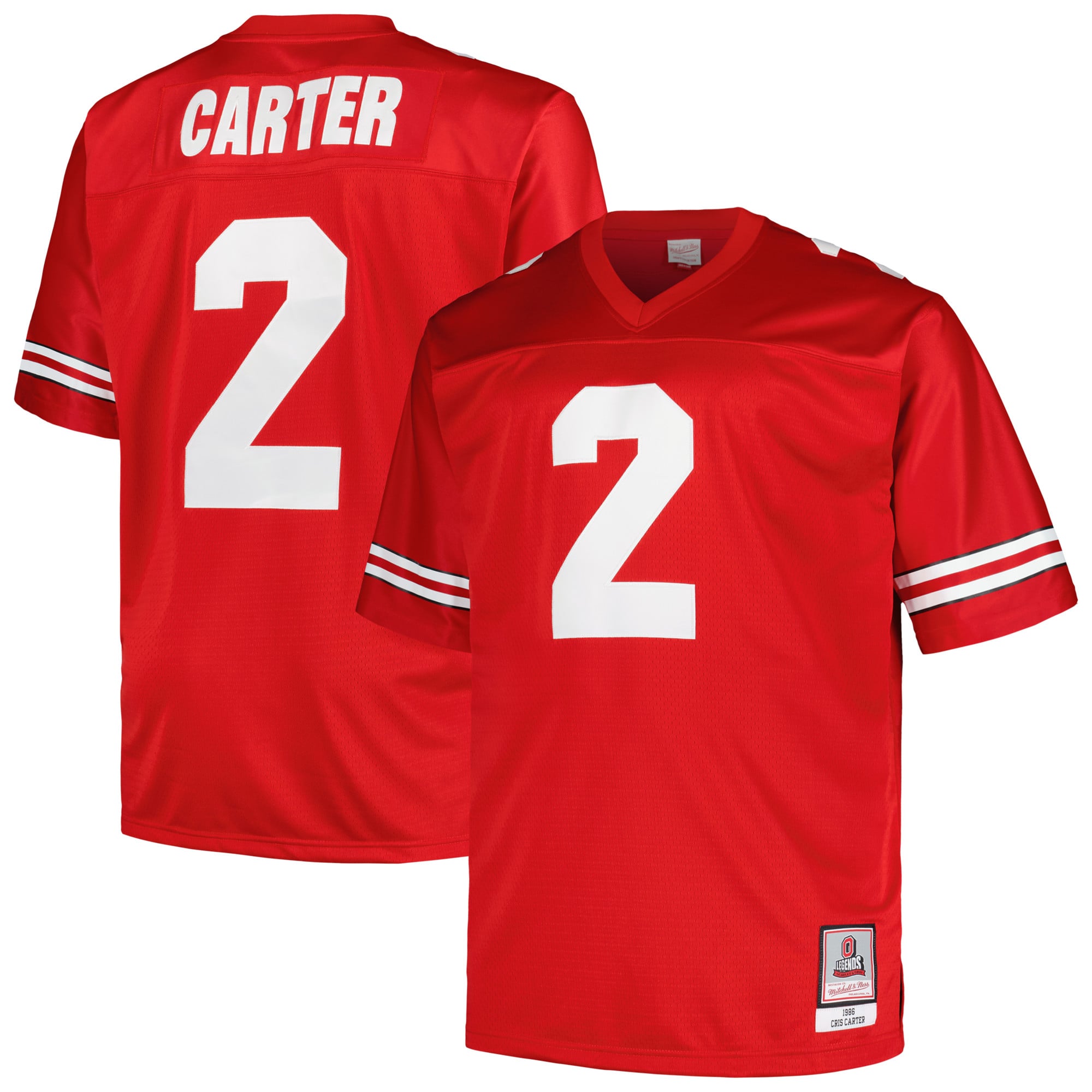 Cris Carter Ohio State Buckeyes Big & Tall Jersey Scarlet - front and back view