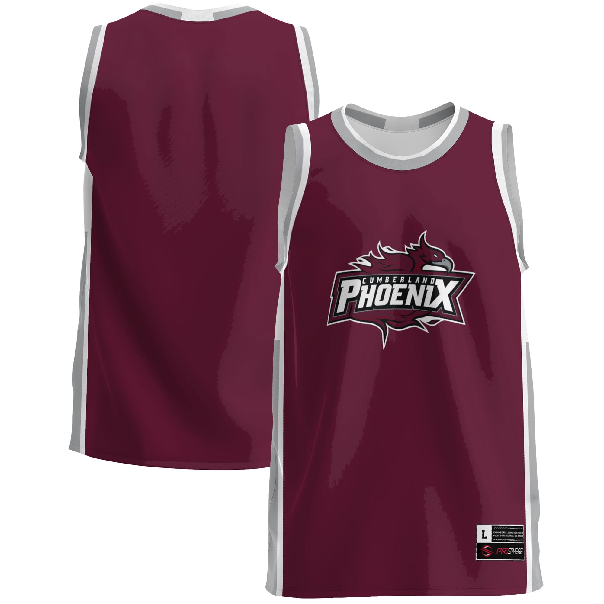 Cumberland Phoenix Lightweight Basketball Jersey Maroon - front and back view