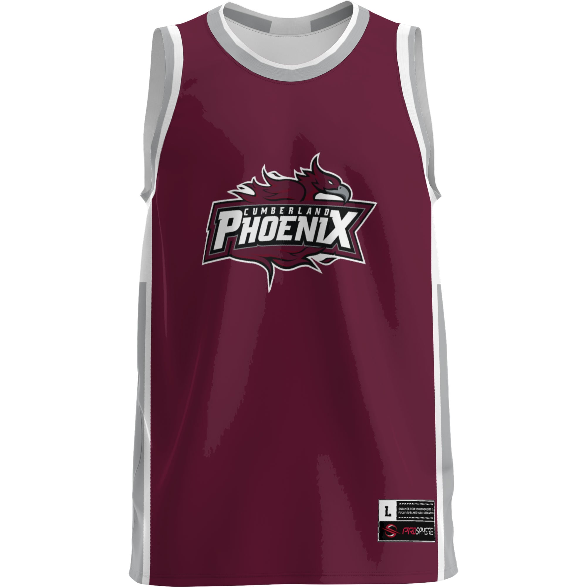 Cumberland Phoenix Lightweight Basketball Jersey Maroon - front view