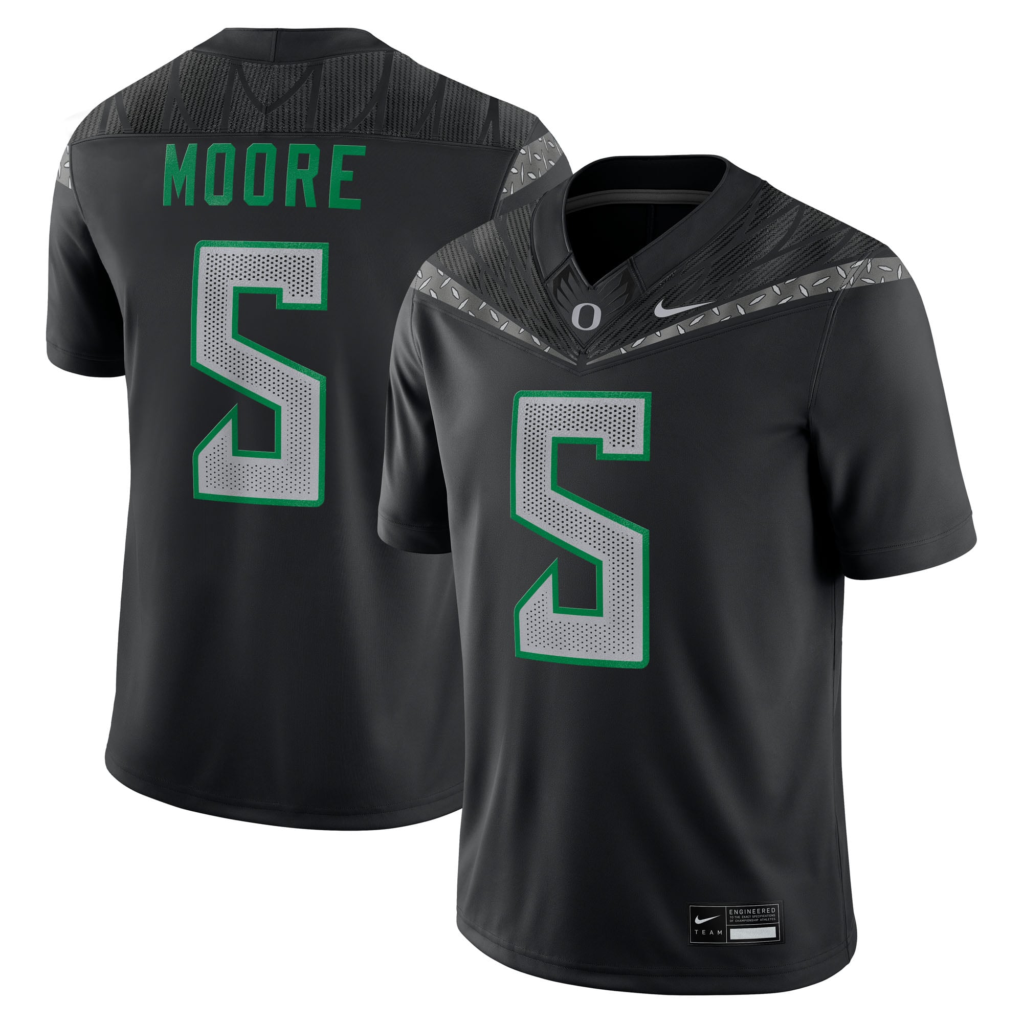 Dante Moore Oregon Ducks Home Football Jersey Black - front and back view
