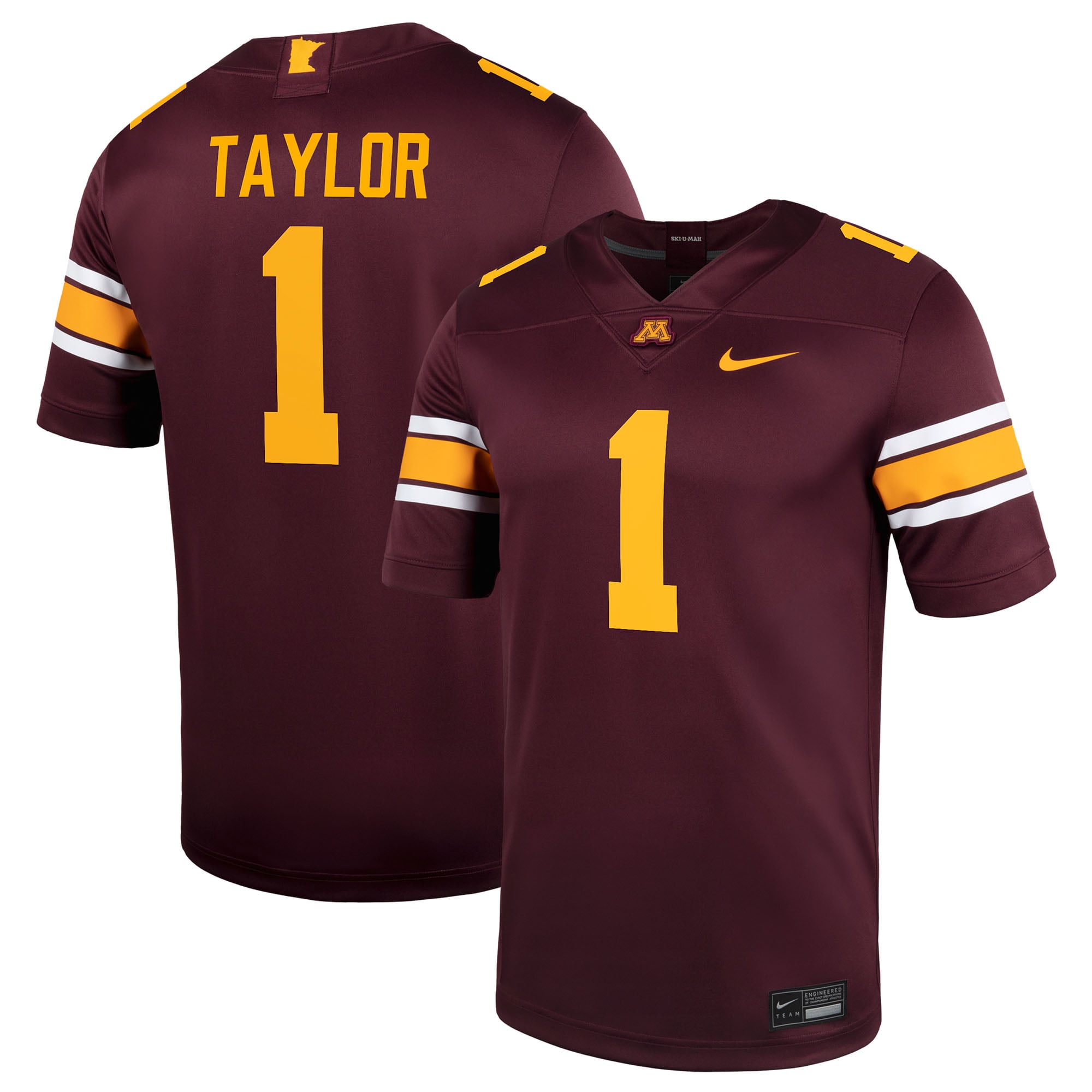 Darius Taylor Minnesota Golden Gophers Home Men's Football Jersey Maroon - front and back view