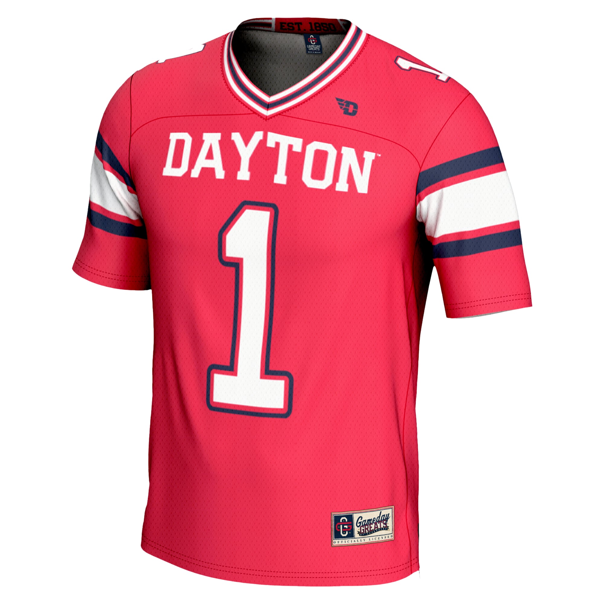 #1 Dayton Flyers Endzone Football Jersey Red - back view