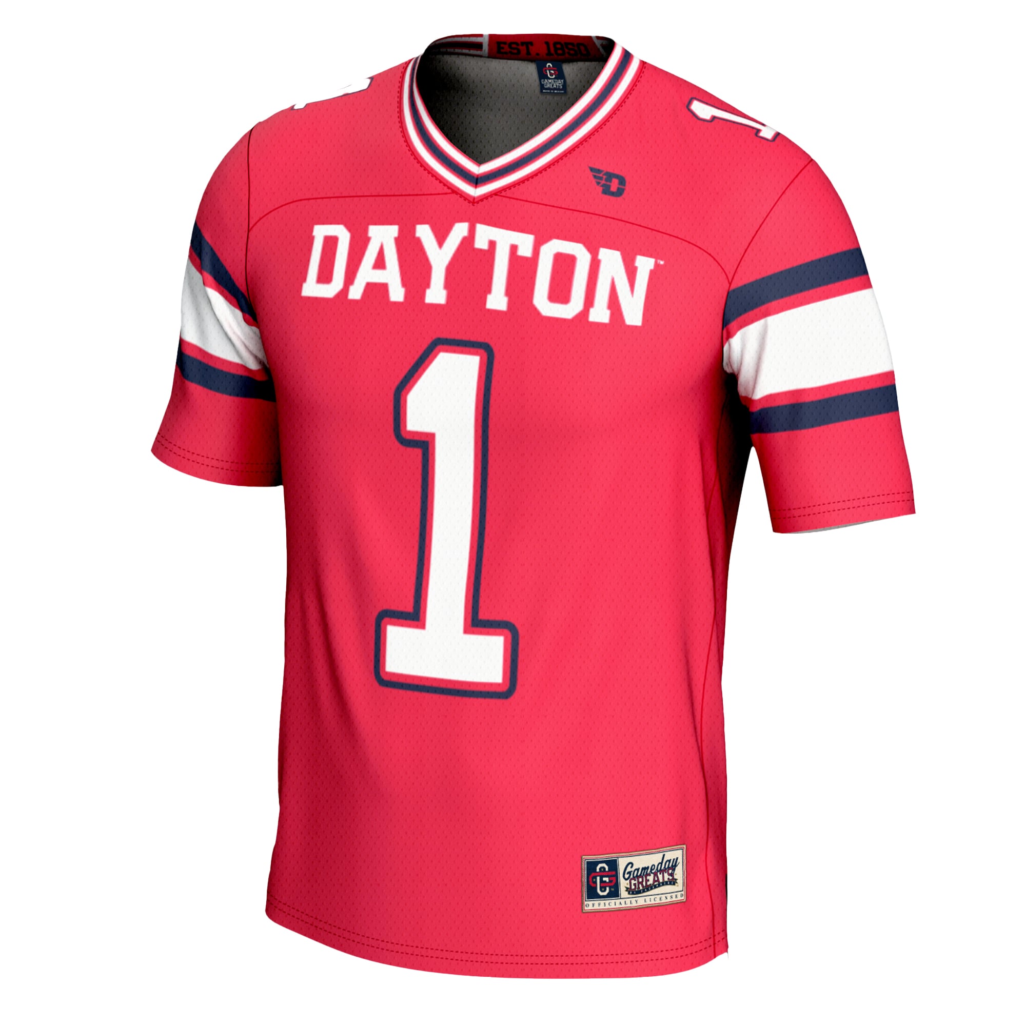 #1 Dayton Flyers Football Jersey - Red - front view