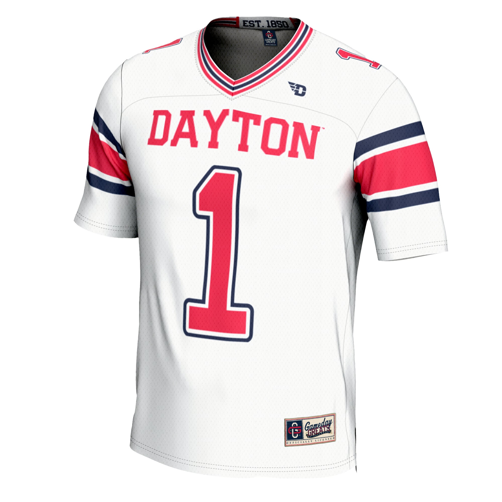 #1 Dayton Flyers Football Jersey White - front view