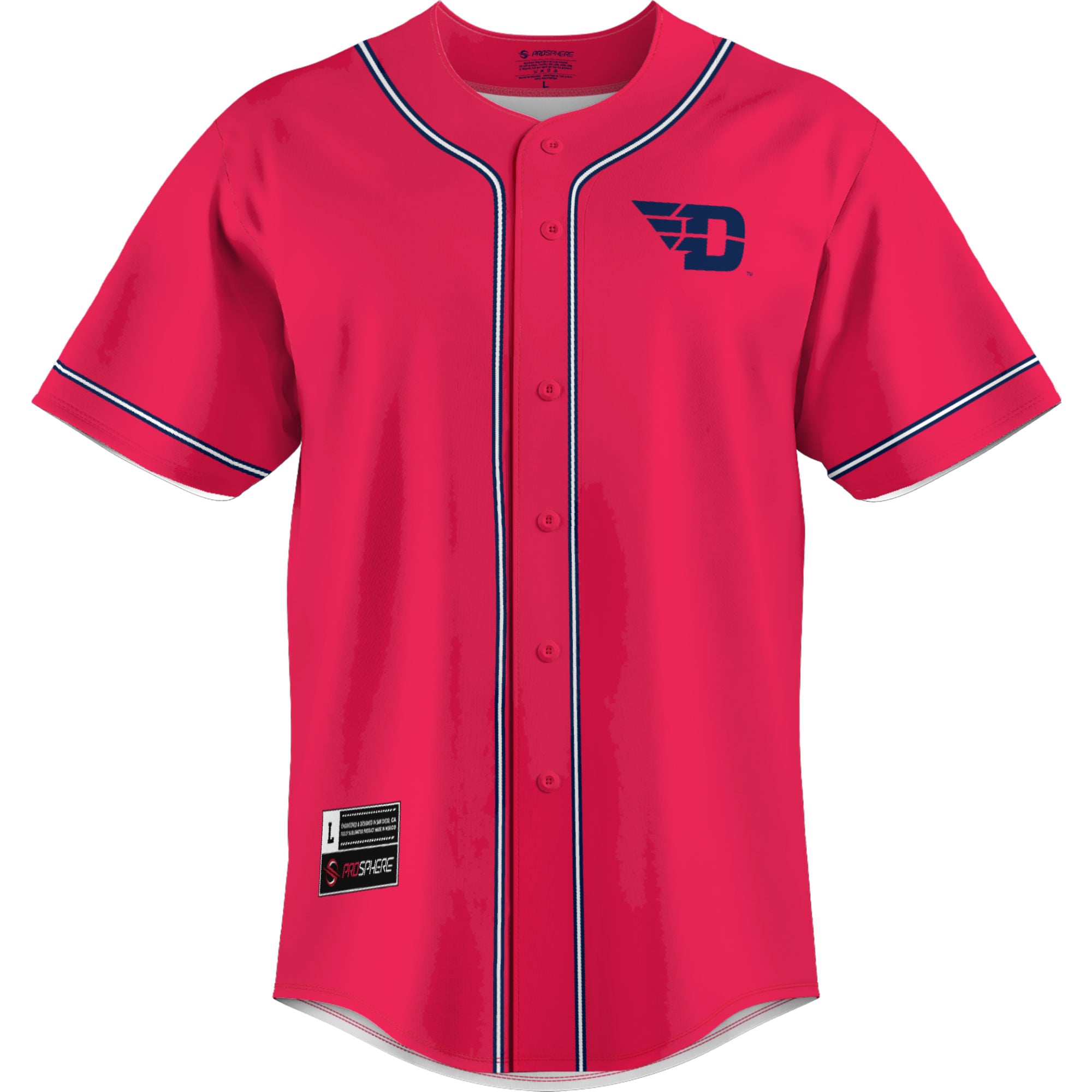 Dayton Flyers Lightweight Baseball Jersey Red - front view