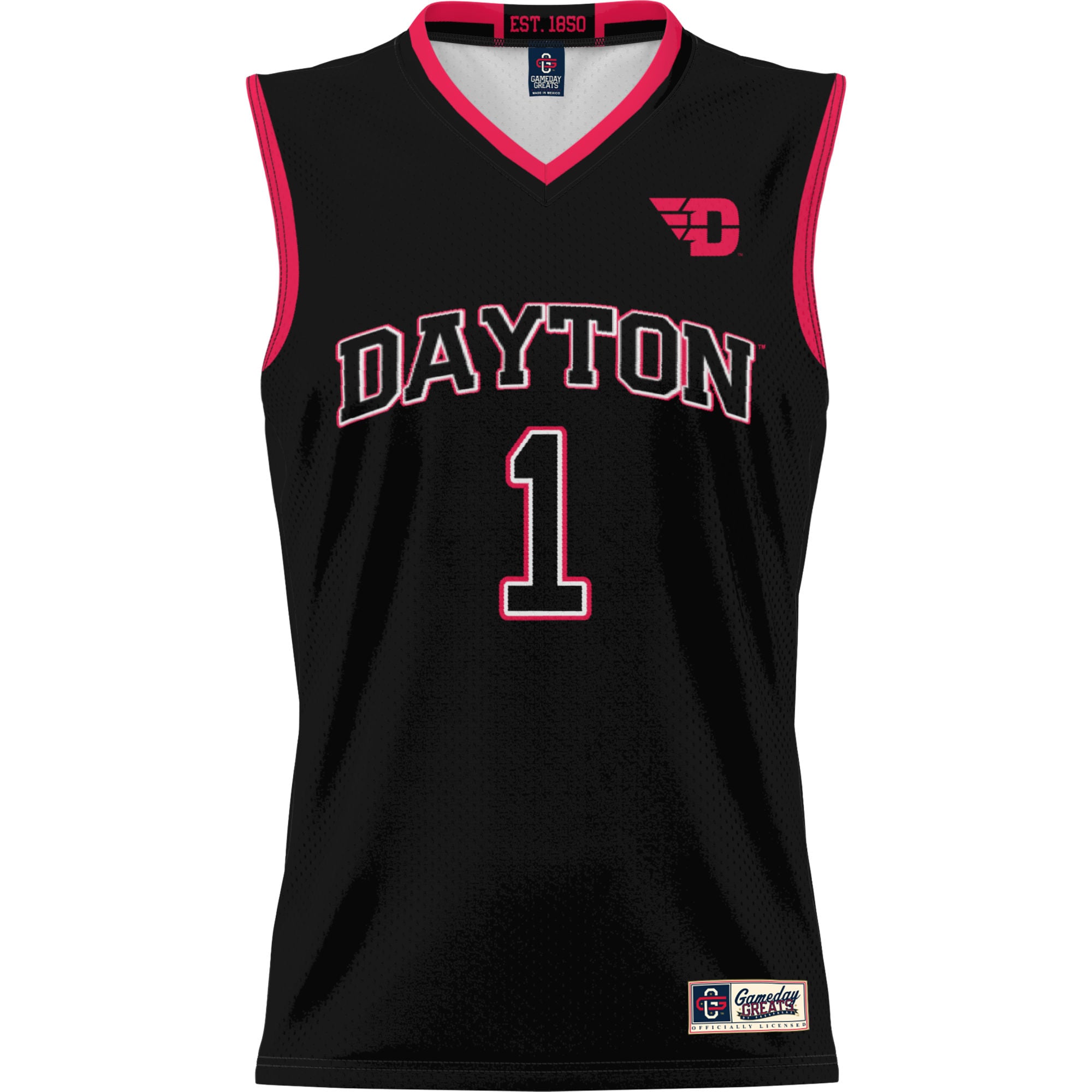 #1 Dayton Flyers Lightweight Basketball Jersey Black - front view