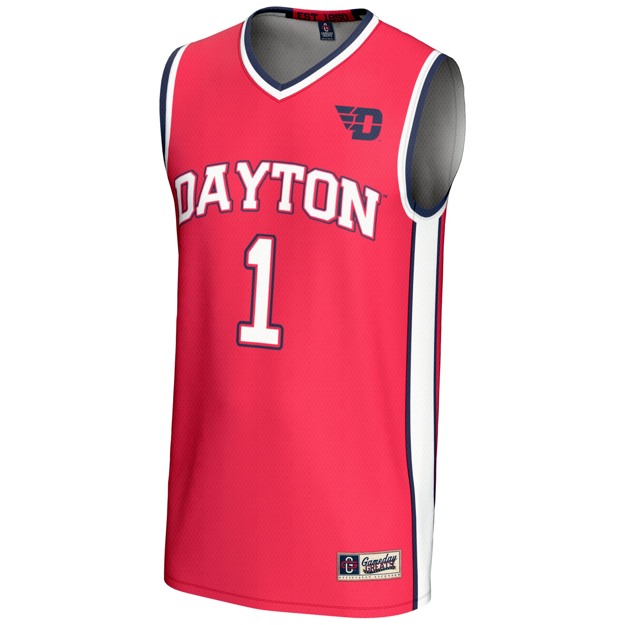 #1 Dayton Flyers Lightweight Basketball Jersey Red - front view