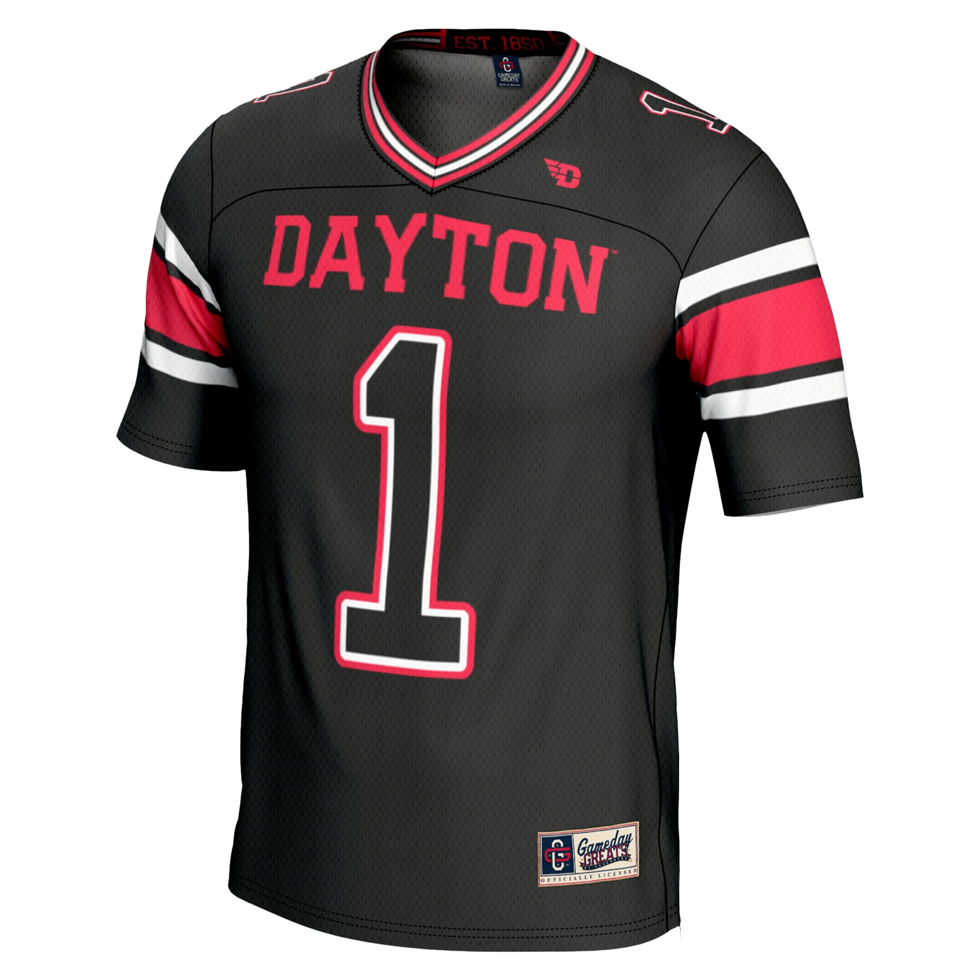 #1 Dayton Flyers Youth Endzone Football Jersey Black - back view