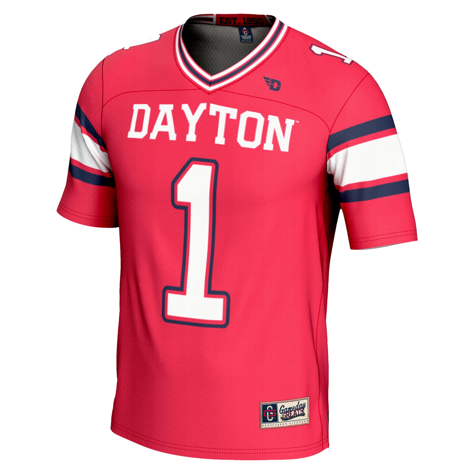 #1 Dayton Flyers Youth Endzone Football Jersey Red - back view