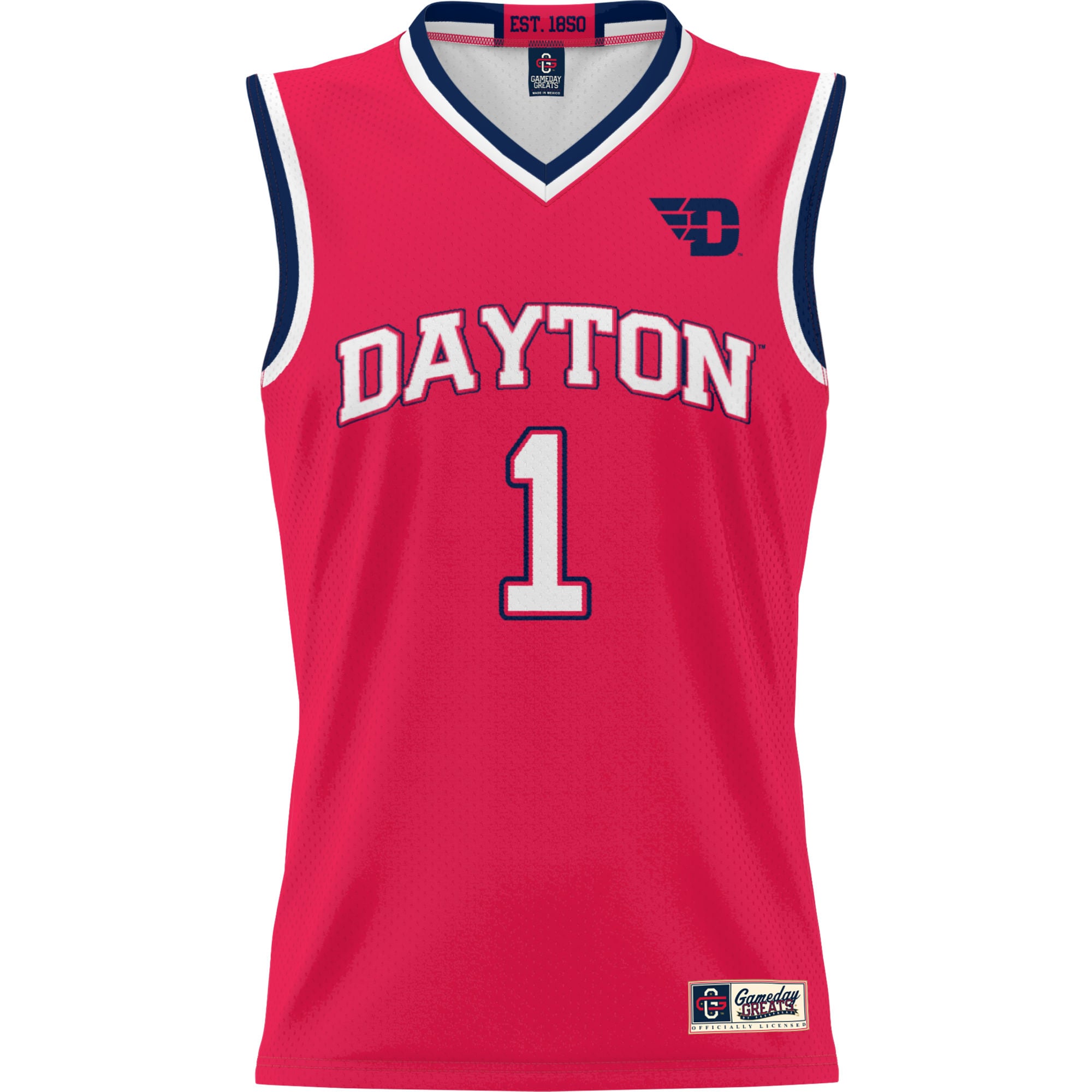 #1 Dayton Flyers Youth Lightweight Basketball Jersey Red - front view
