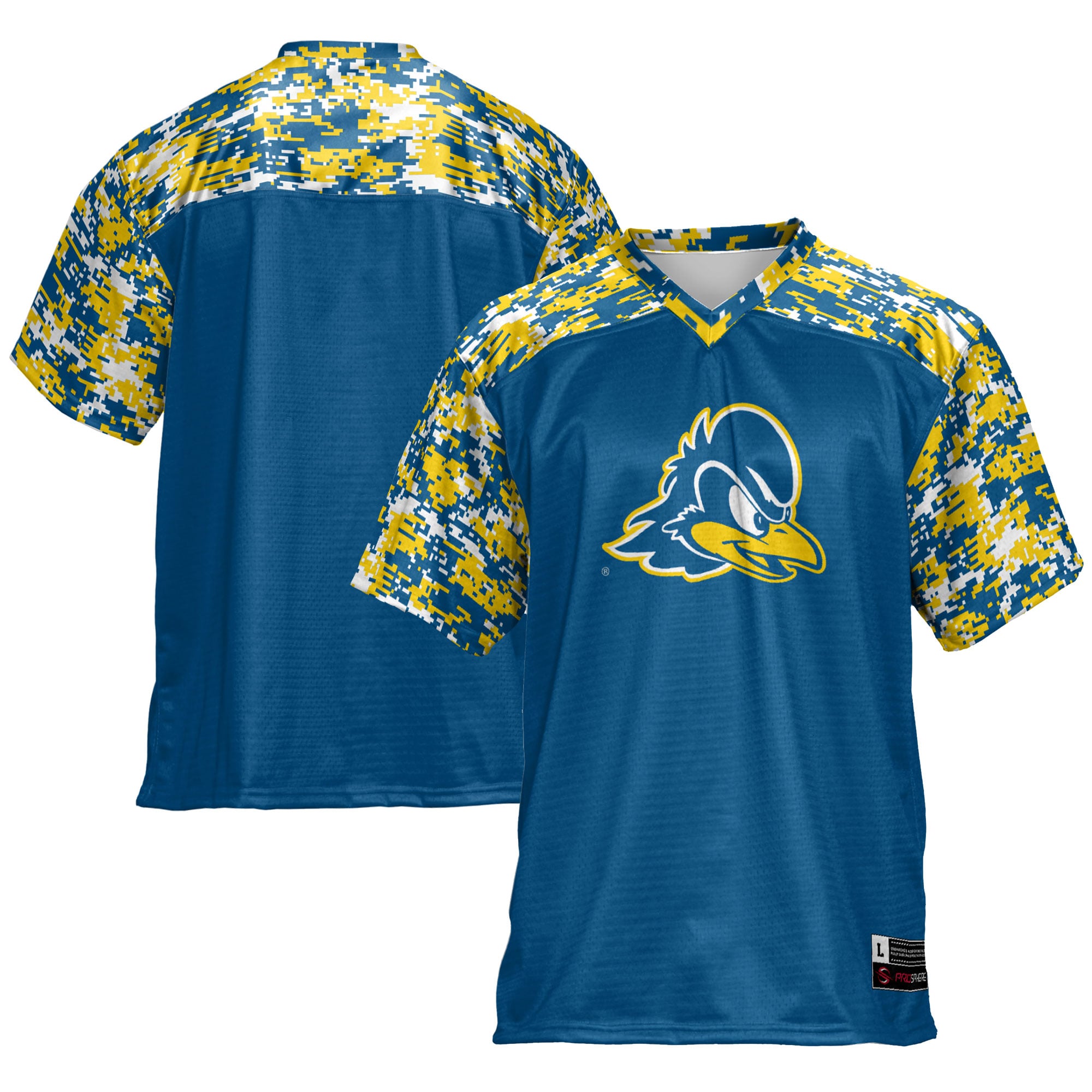 Delaware Fightin' Blue Hens Football Jersey Royal - front and back view