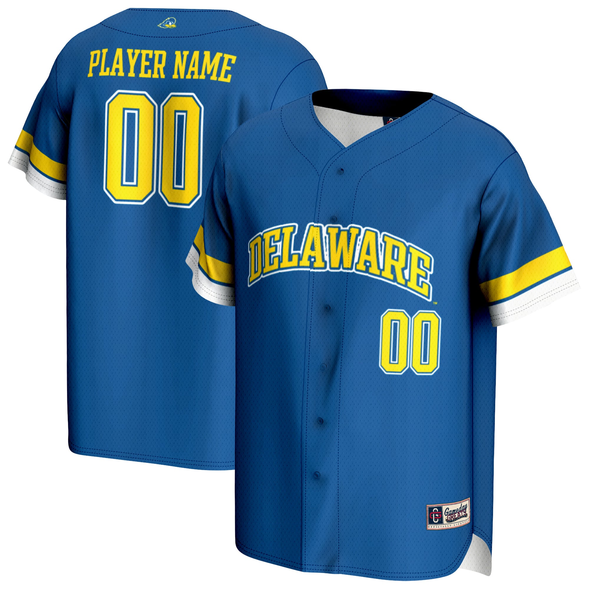 Delaware Fightin' Blue Hens Youth Lightweight Baseball Jersey Royal - front and back view