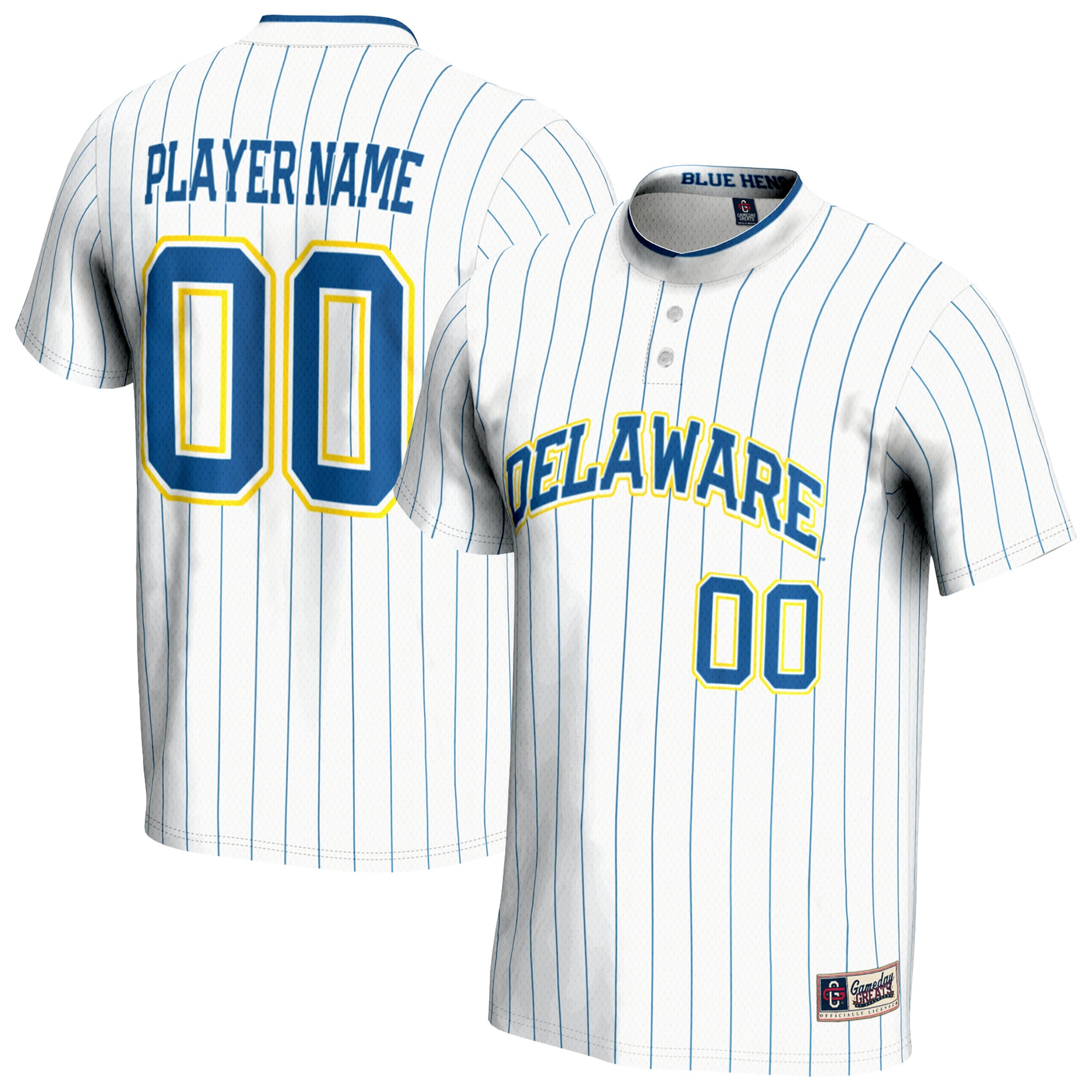 Delaware Fightin' Blue Hens Unisex Lightweight Softball Jersey White - front and back view