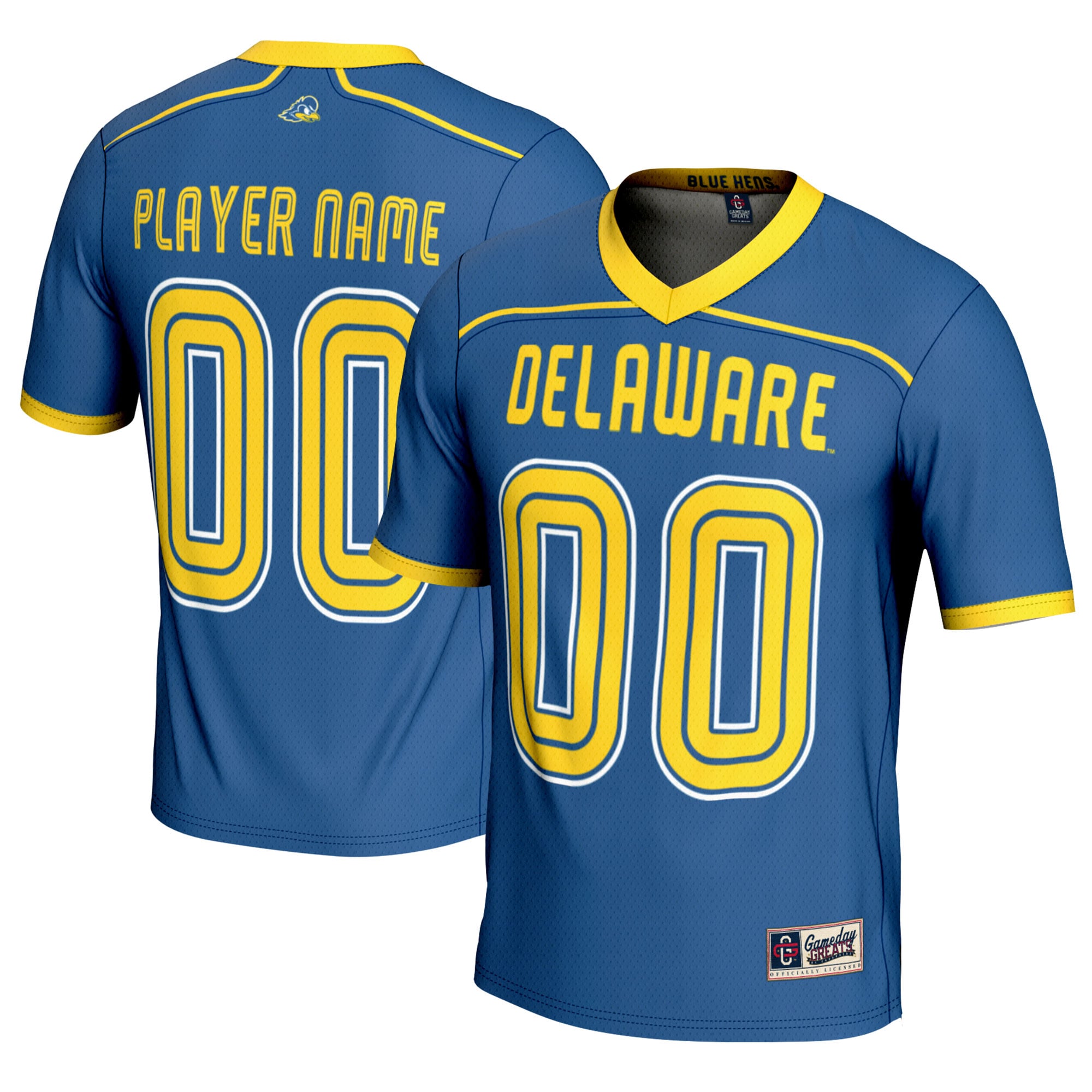 Delaware Fightin' Blue Hens Youth Men's Lacrosse Lightweight Jersey Royal - front and back view