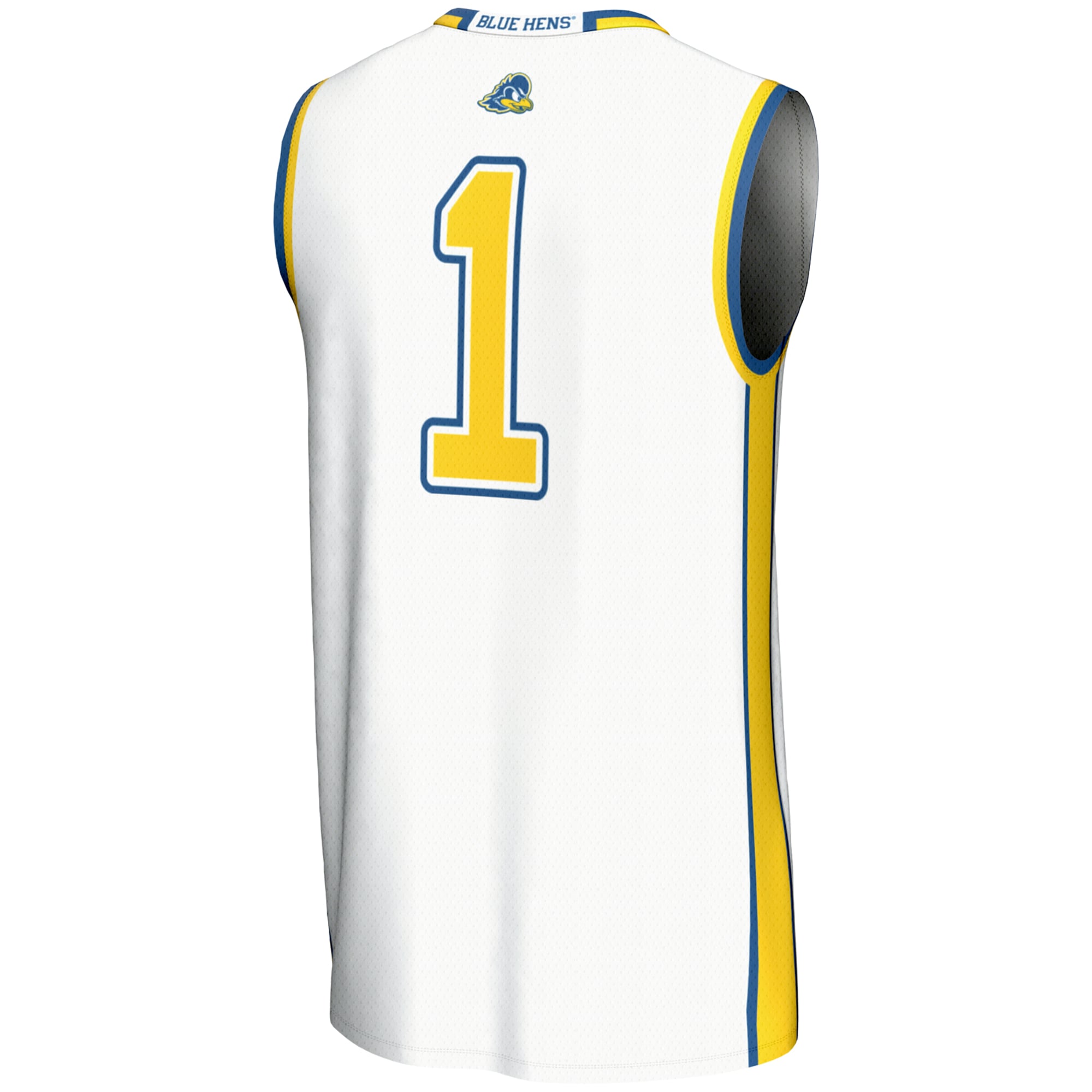 #1 Delaware Fightin' Blue Hens Youth Lightweight Basketball Jersey White - back view