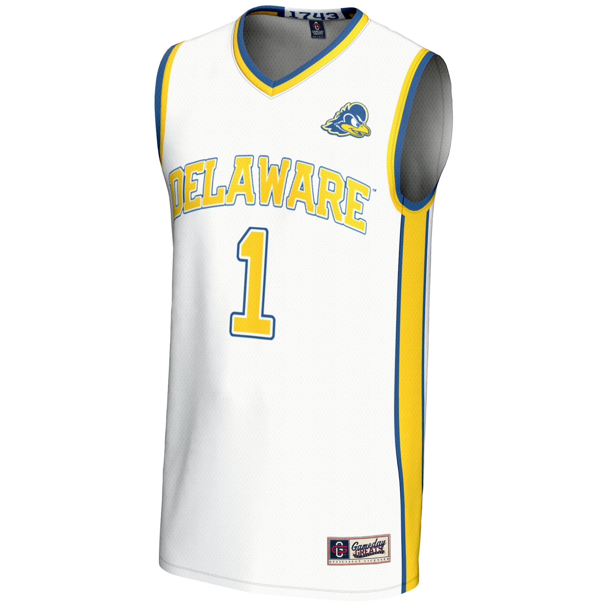#1 Delaware Fightin' Blue Hens Youth Lightweight Basketball Jersey White - front view