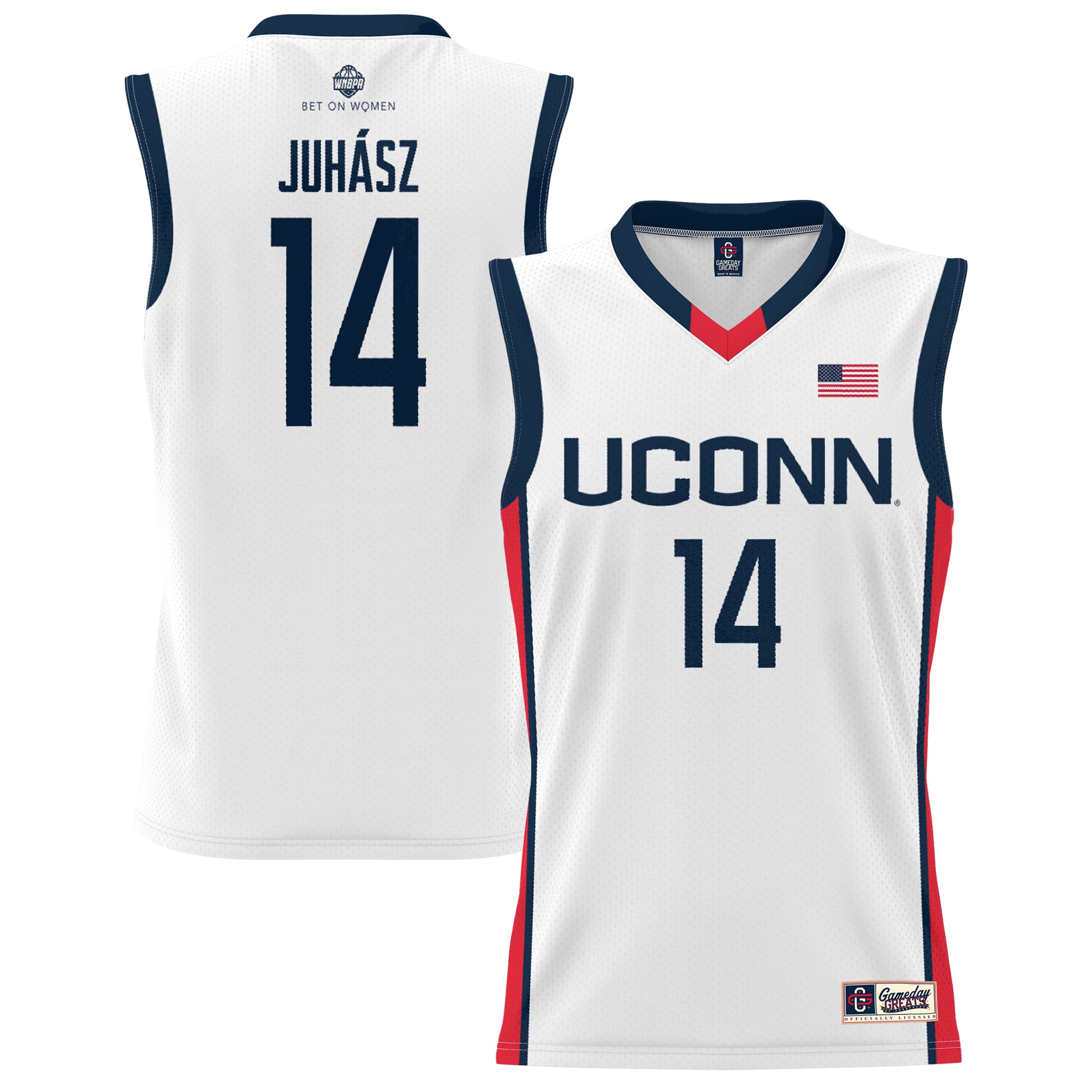 Dorka Juhasz UConn Huskies Unisex Lightweight Basketball Alumni Jersey White - front and back view