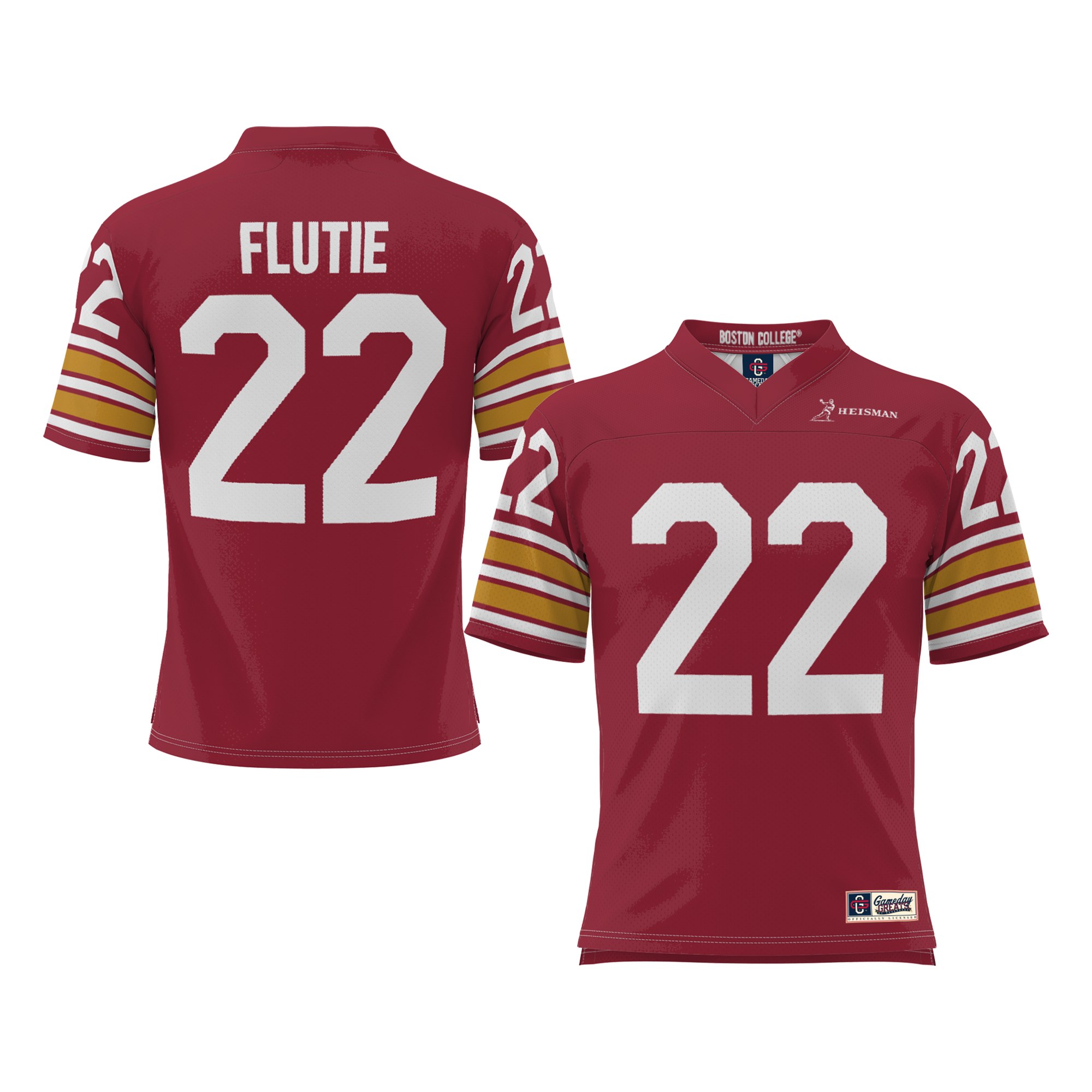 Doug Flutie Boston College Eagles Heisman Football Jersey Maroon - front and back view