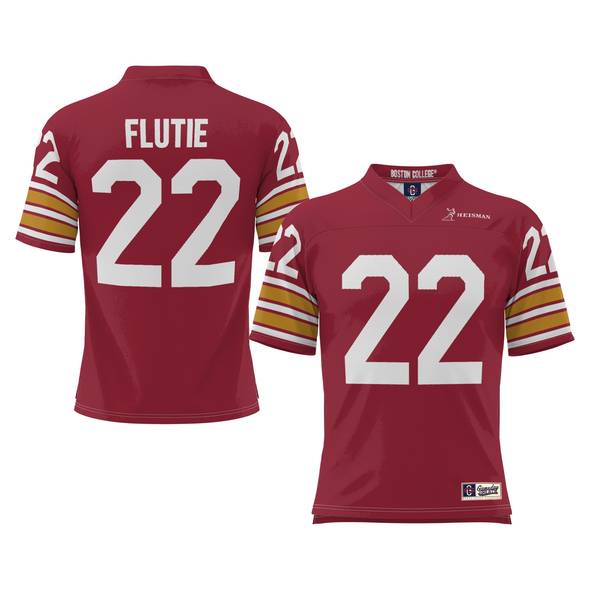 Doug Flutie Boston College Eagles Youth Heisman Football Jersey Maroon - front and back view