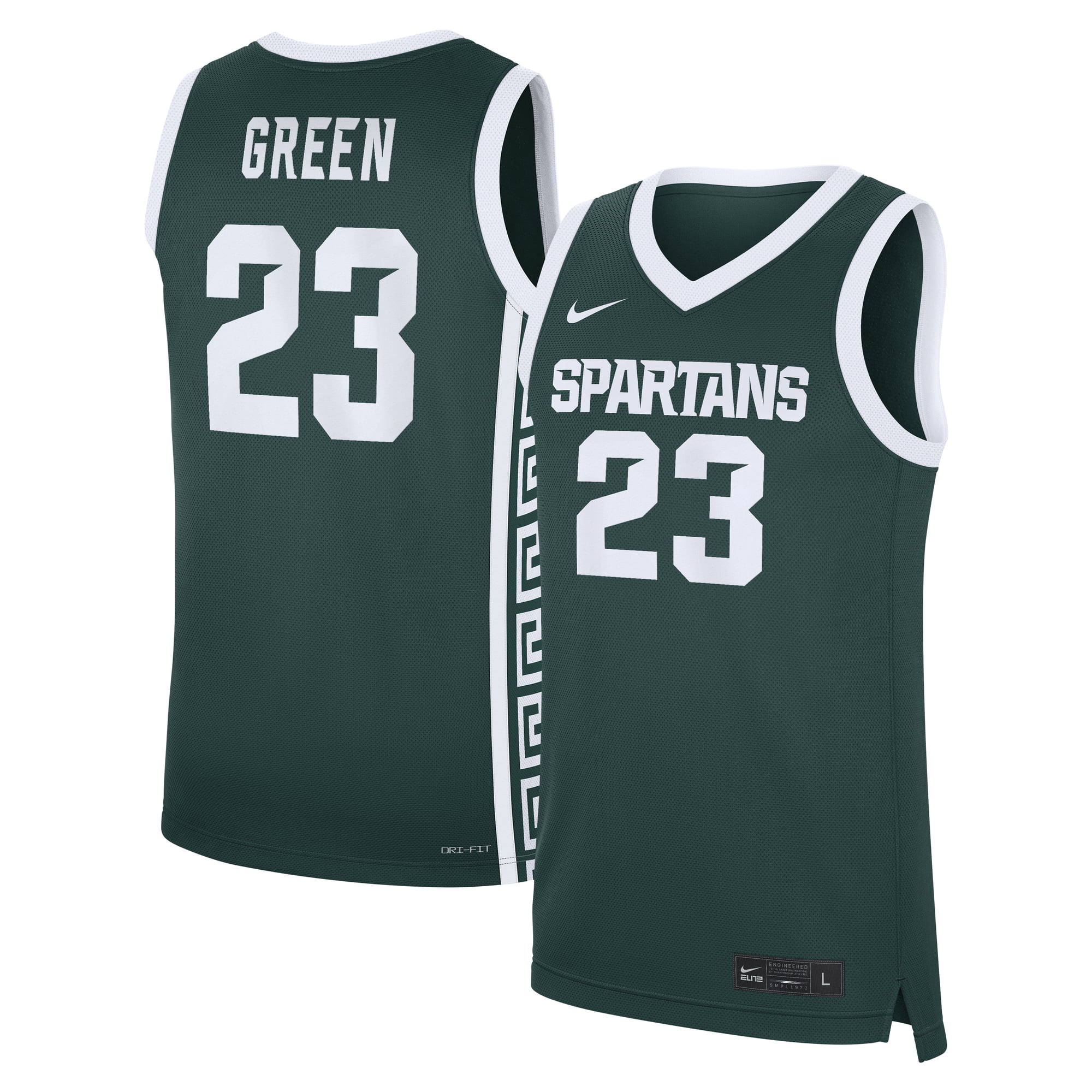 Draymond Green Michigan State Spartans Road Basketball Jersey Green - front and back view