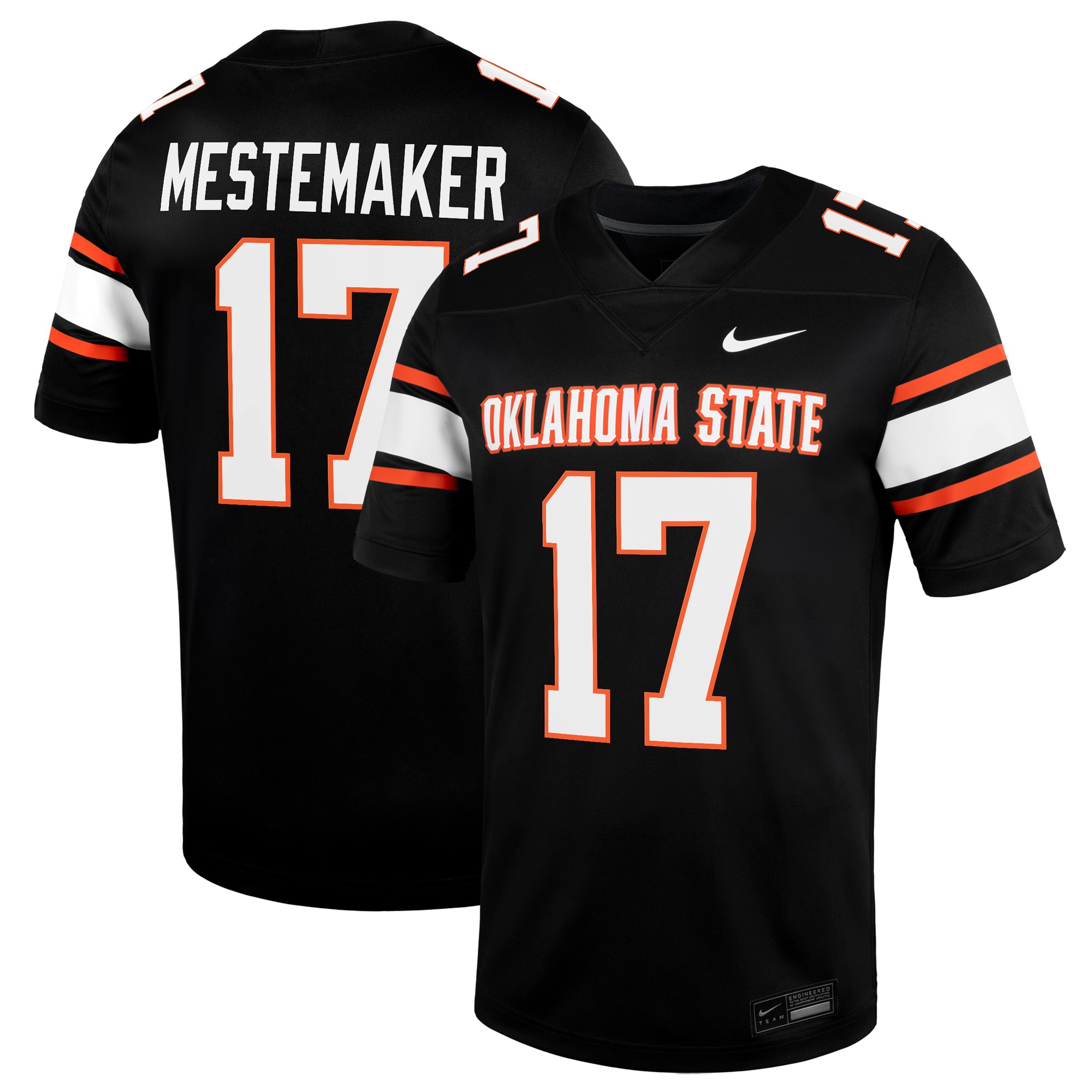 Drew Mestemaker Oklahoma State Cowboys Alternate Jersey Black - front and back view