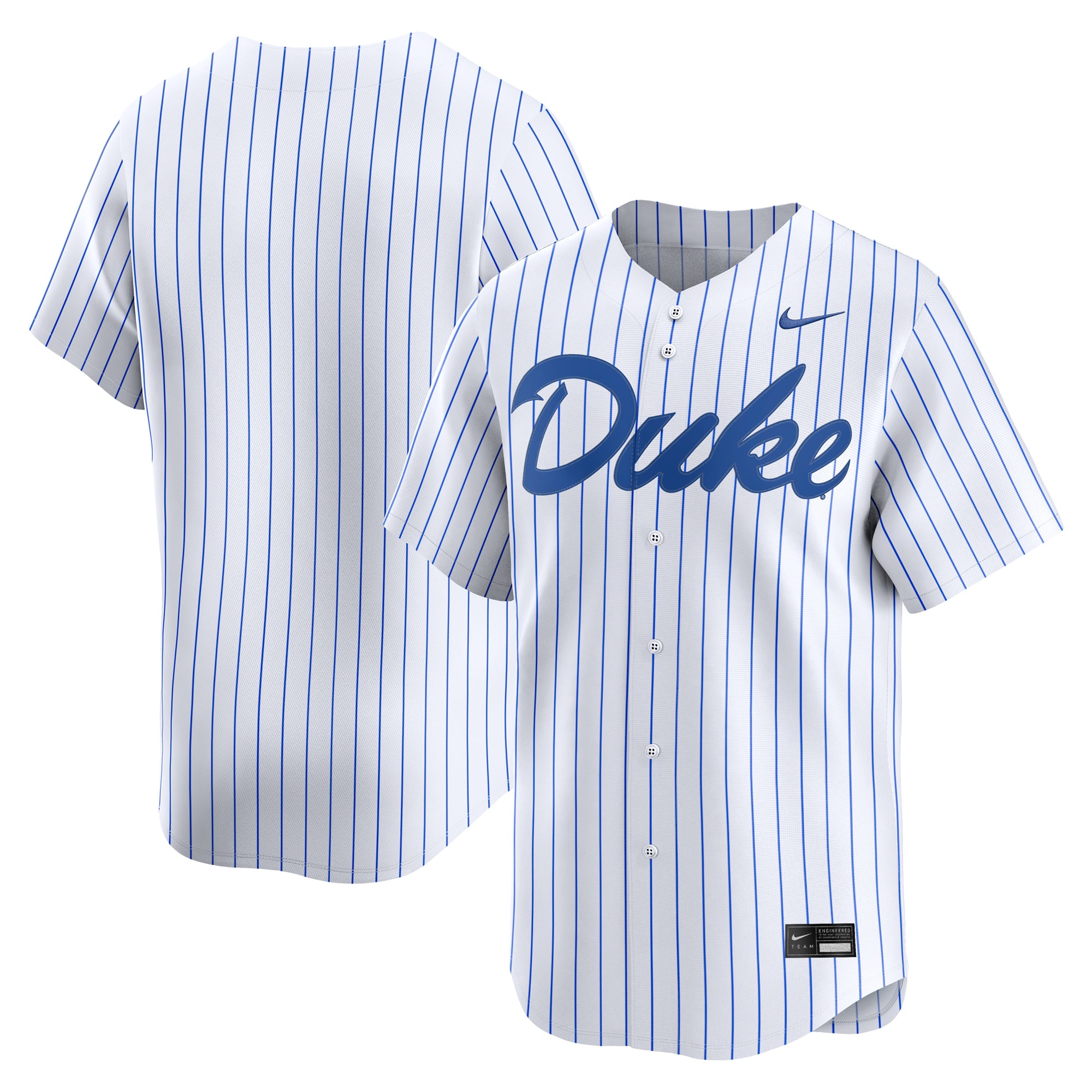 Duke Blue Devils Baseball Jersey White - front and back view