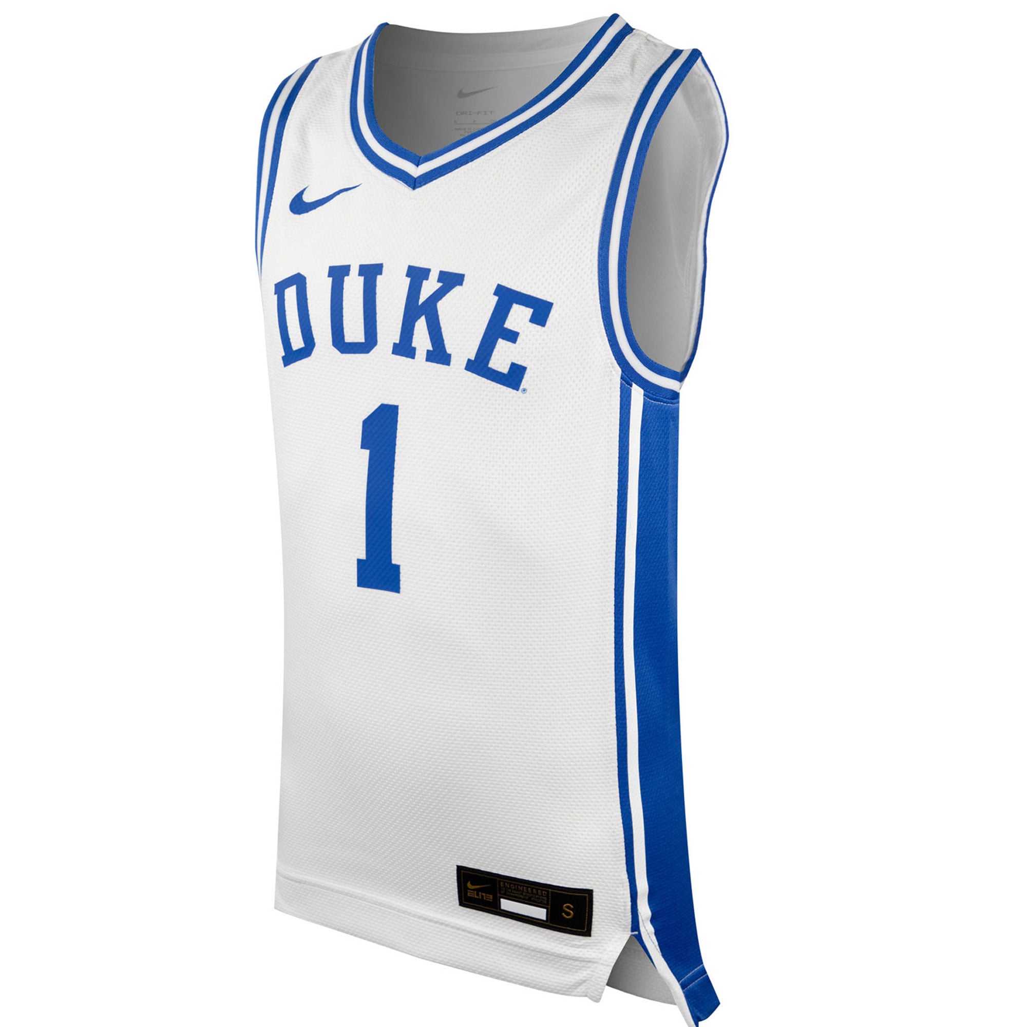 #1 Duke Blue Devils Youth Icon Basketball Jersey White - front view