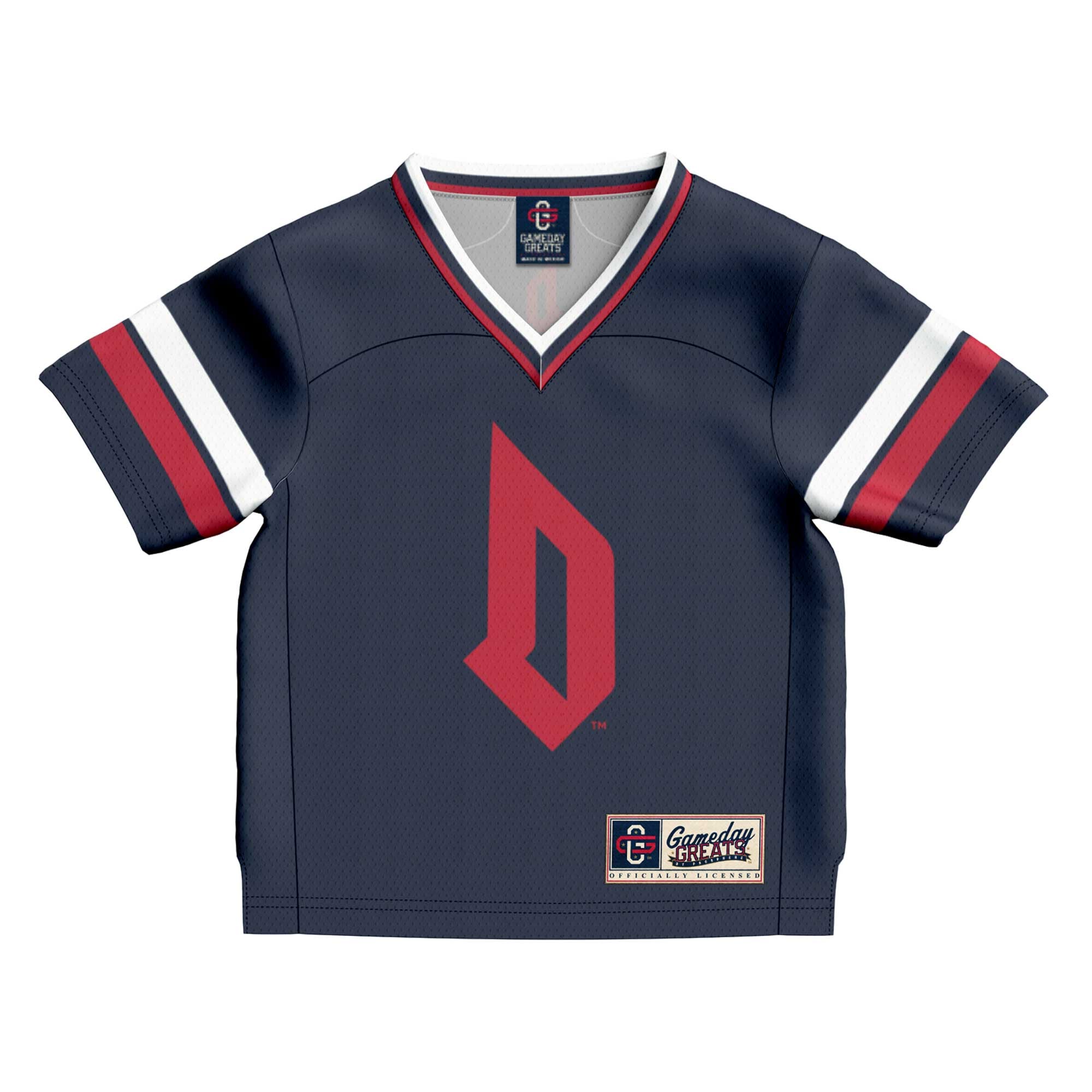 #1 Duquesne Dukes Infant Collegiate Football Fashion Jersey Blue - front view