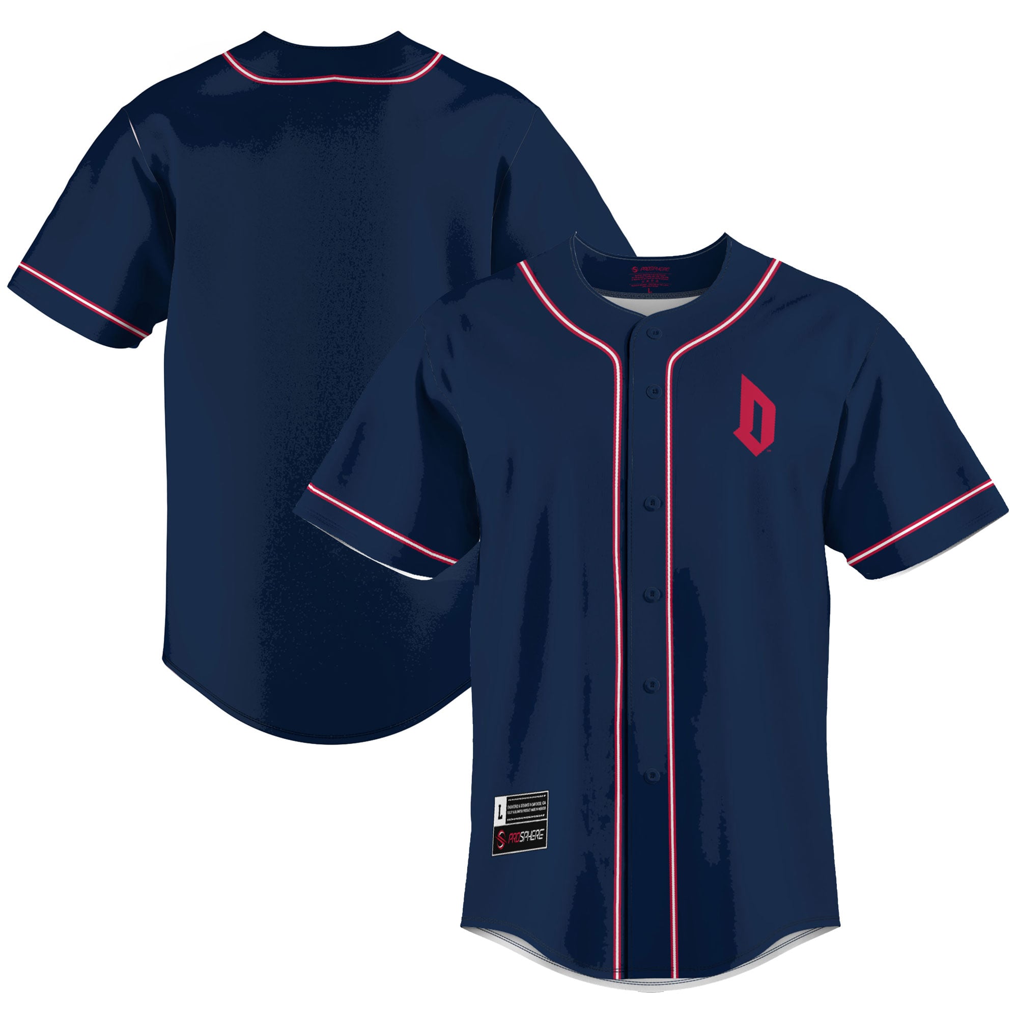 Duquesne Dukes Lightweight Baseball Jersey Blue - front and back view