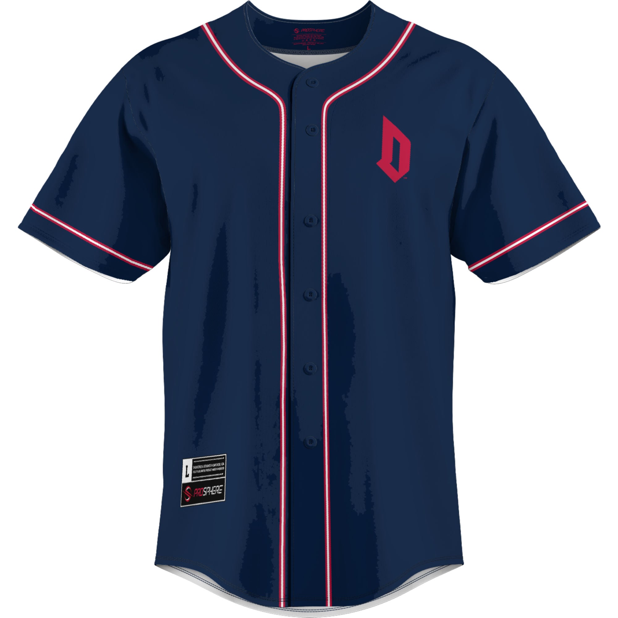 Duquesne Dukes Lightweight Baseball Jersey Blue - front view